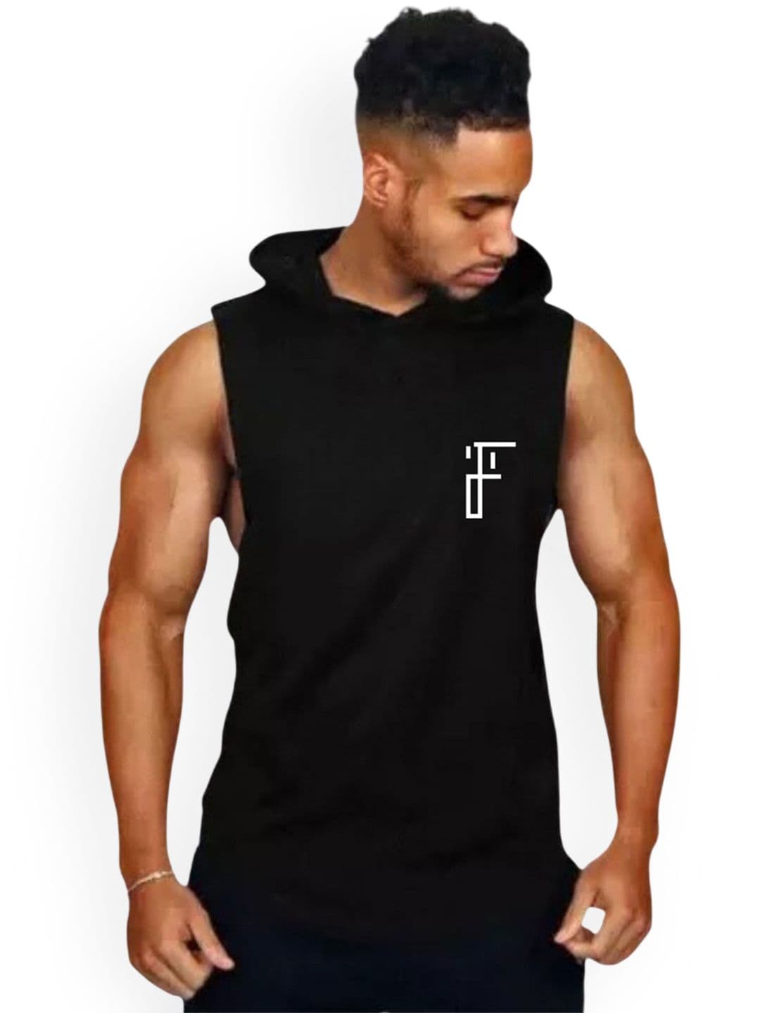 Fashnobic Printed Hooded Gym Vest FB-105_Back_pt-299 - view 1
