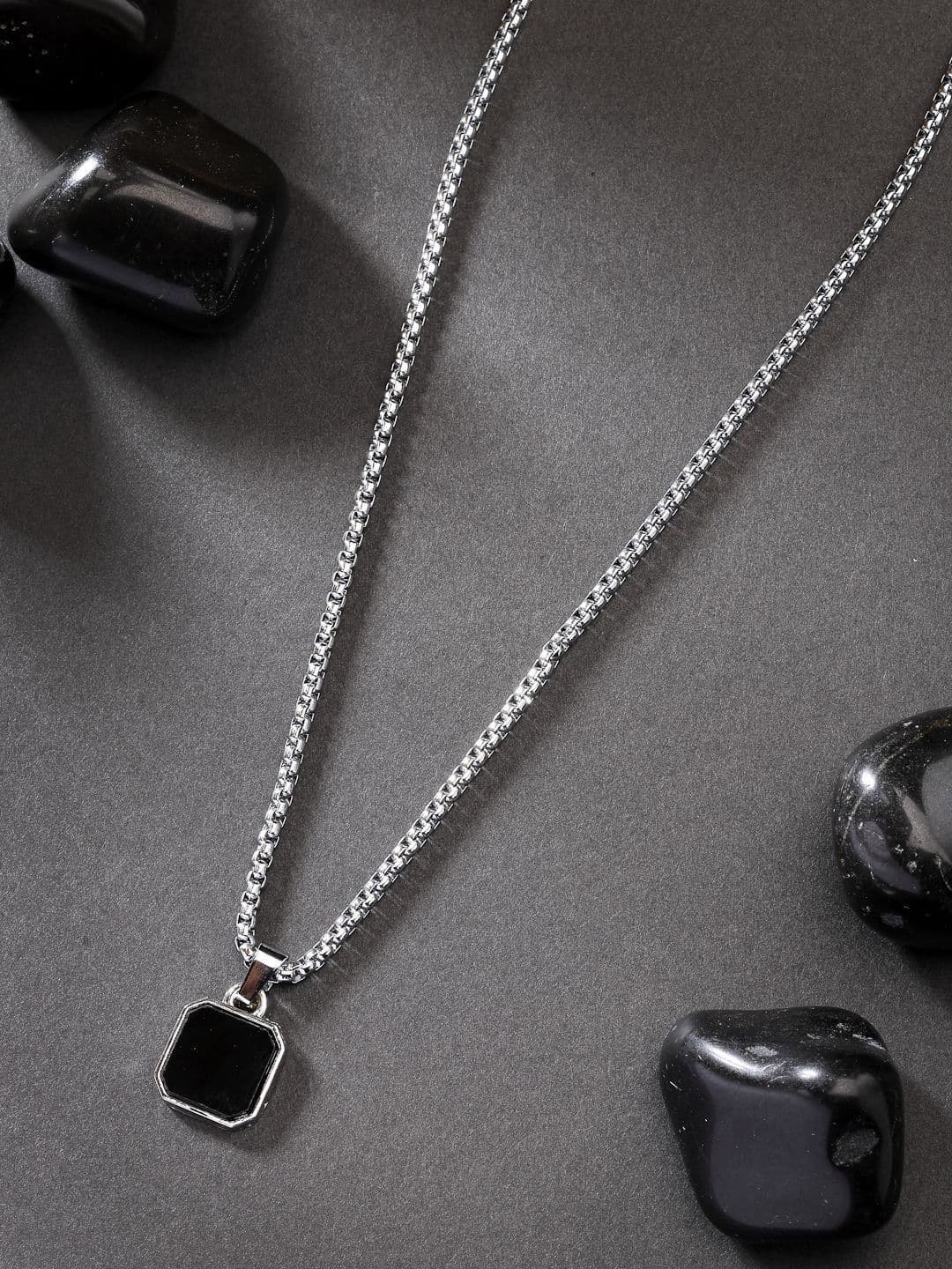 Roadster Men Silver-Plated Artificial Stone Stainless Steel Pendant with Chain - view 1