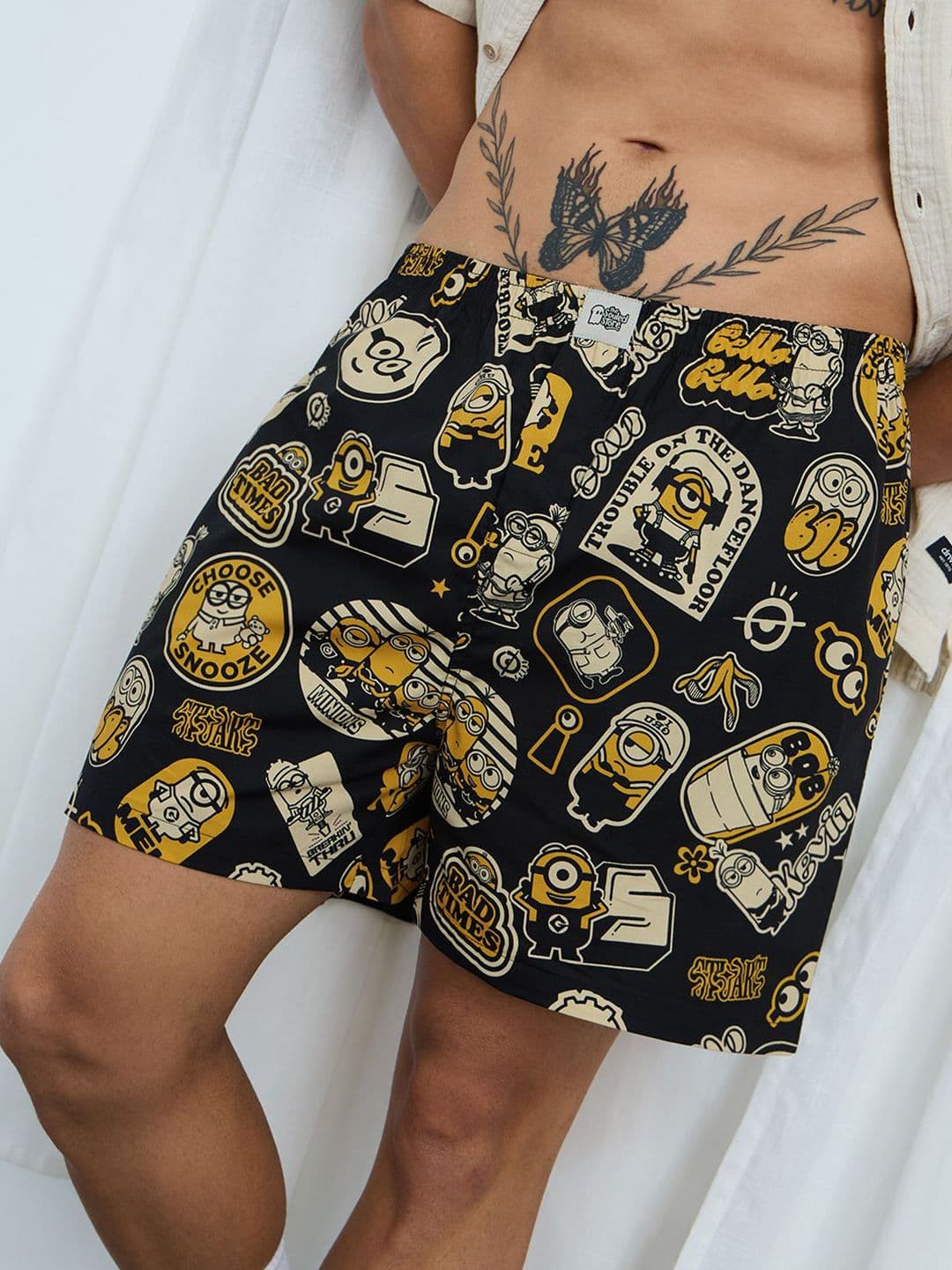 The Souled Store Men Regular Fit Minions Printed Black Boxer Shorts - view 1