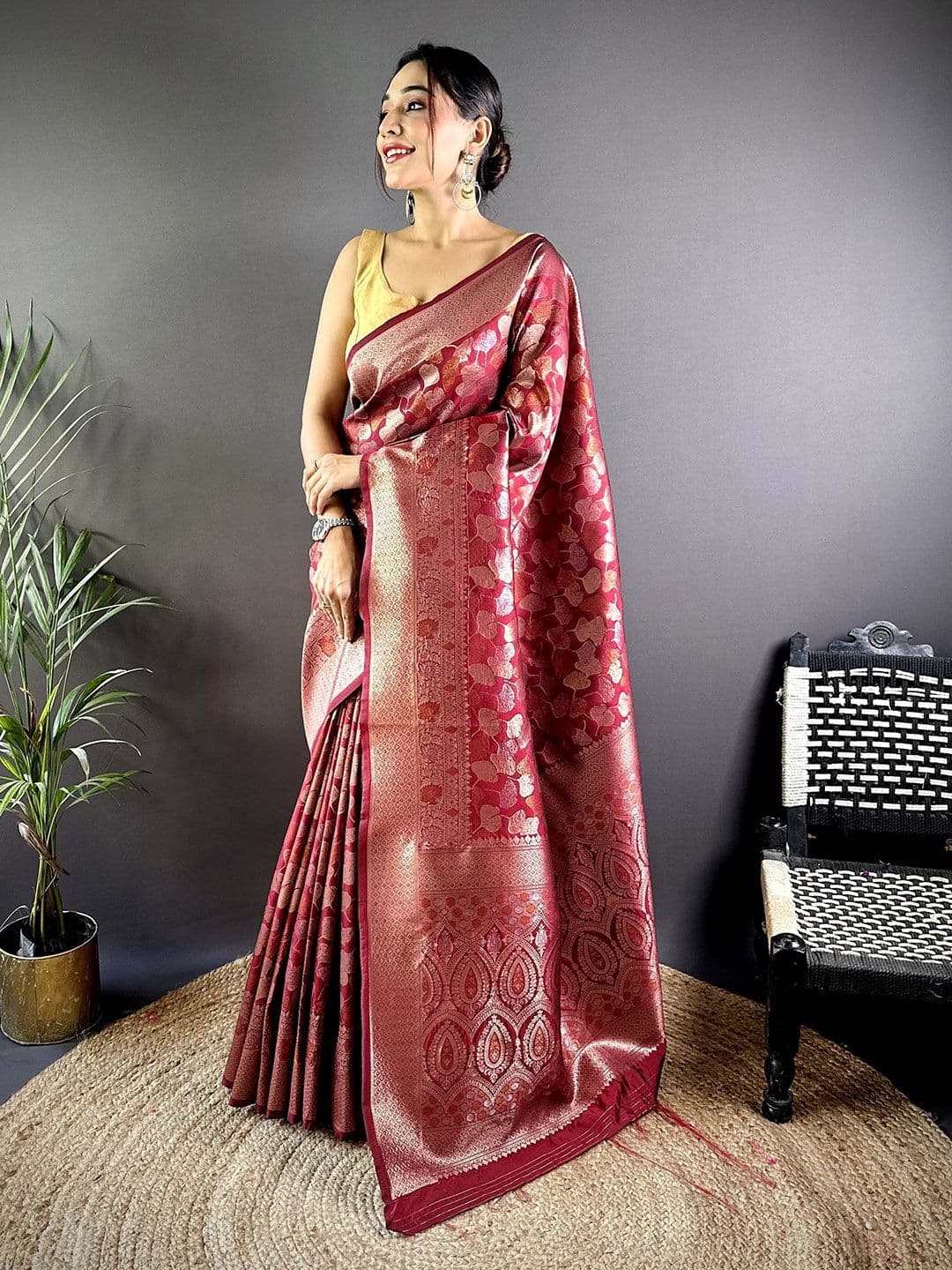 KALINI Woven Design Zari Silk Blend Saree - view 1