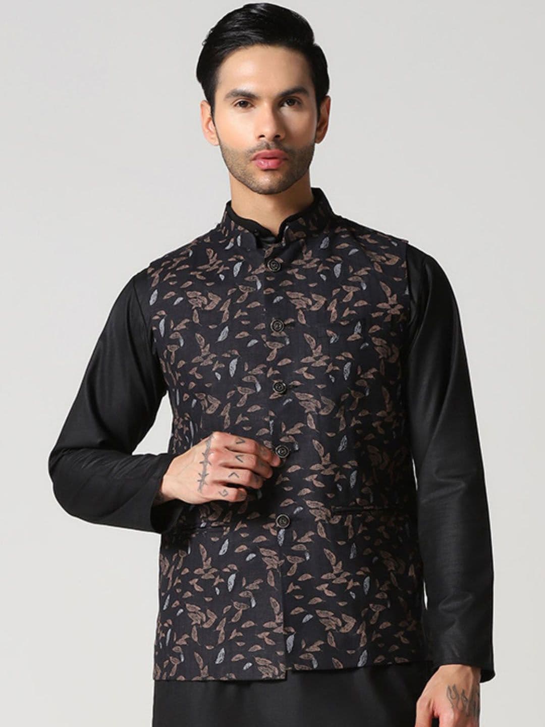 TAHVO Printed Cotton Nehru Jacket - view 1