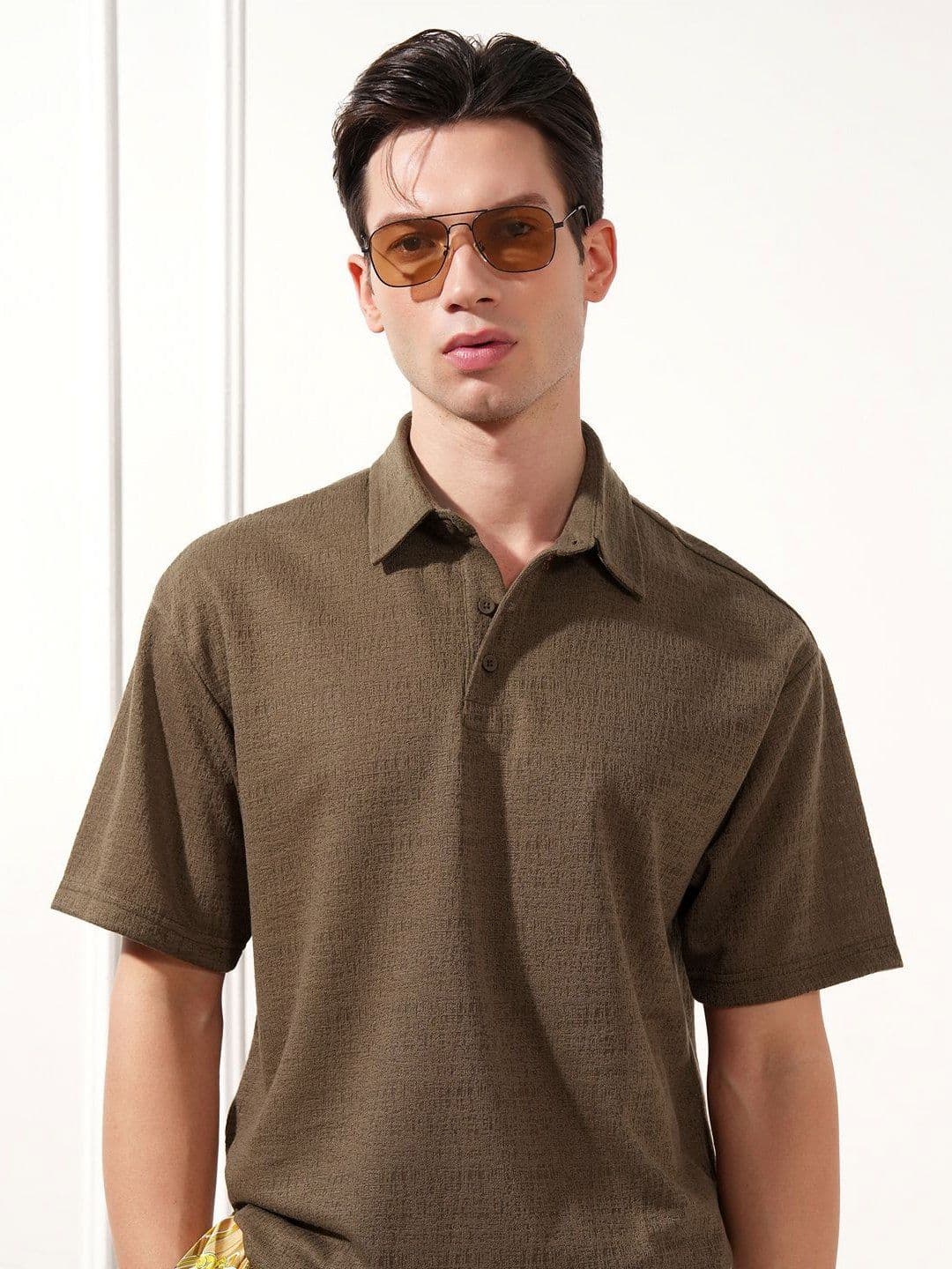 HIGHLANDER Polo Collar Drop-Shoulder Sleeves Relaxed Fit T-shirt - view 1
