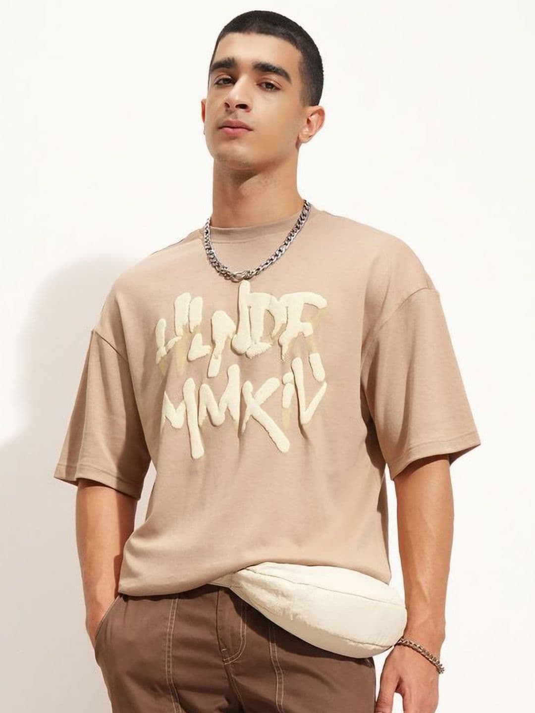 HIGHLANDER Typography Round Neck Printed Drop-Shoulder Sleeves T-shirt - view 1