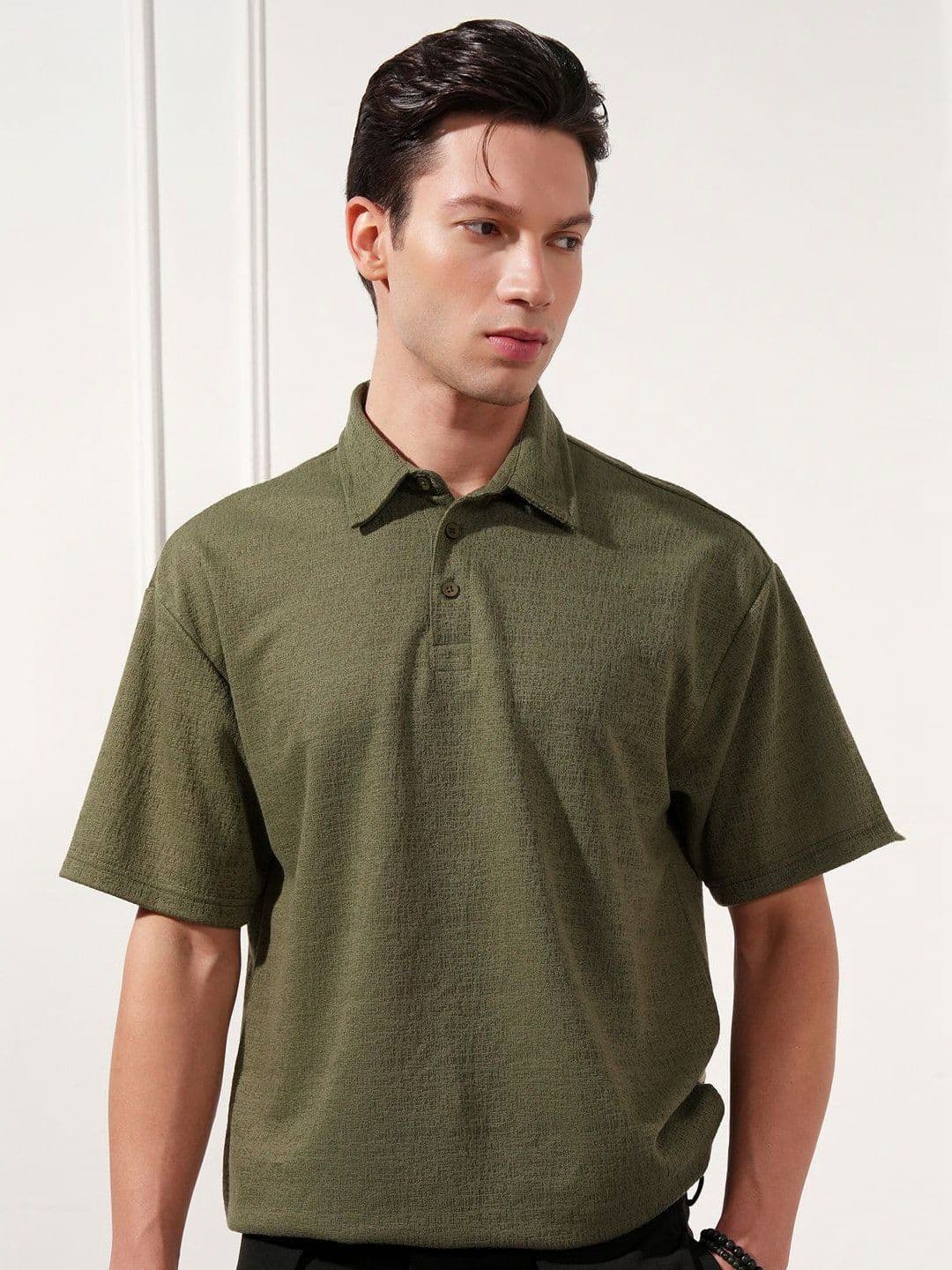 HIGHLANDER Men Solid Polo Collar Relaxed Fit T-shirt - view 1