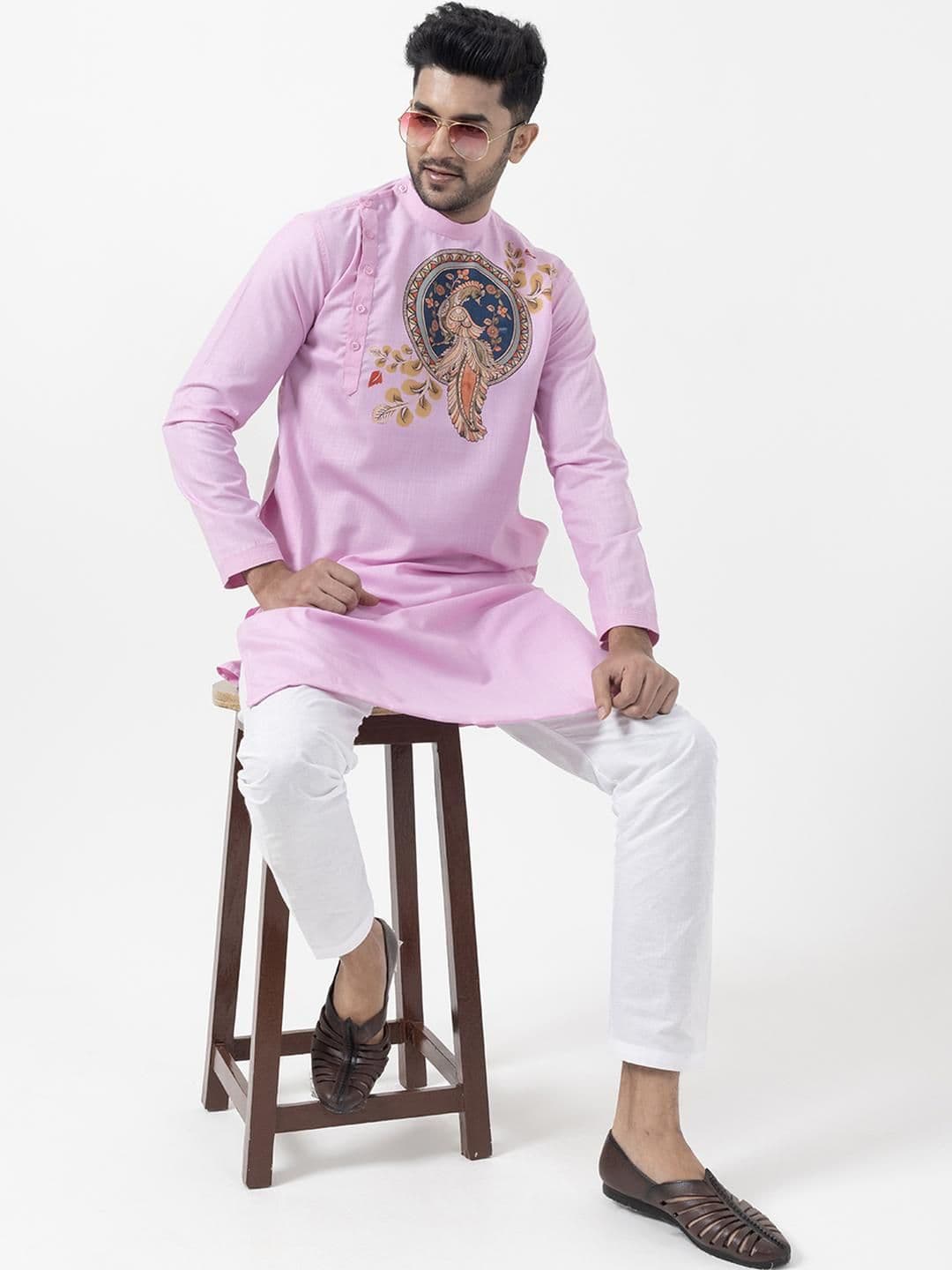 PulseIQ Men Pink Kurtas - view 1