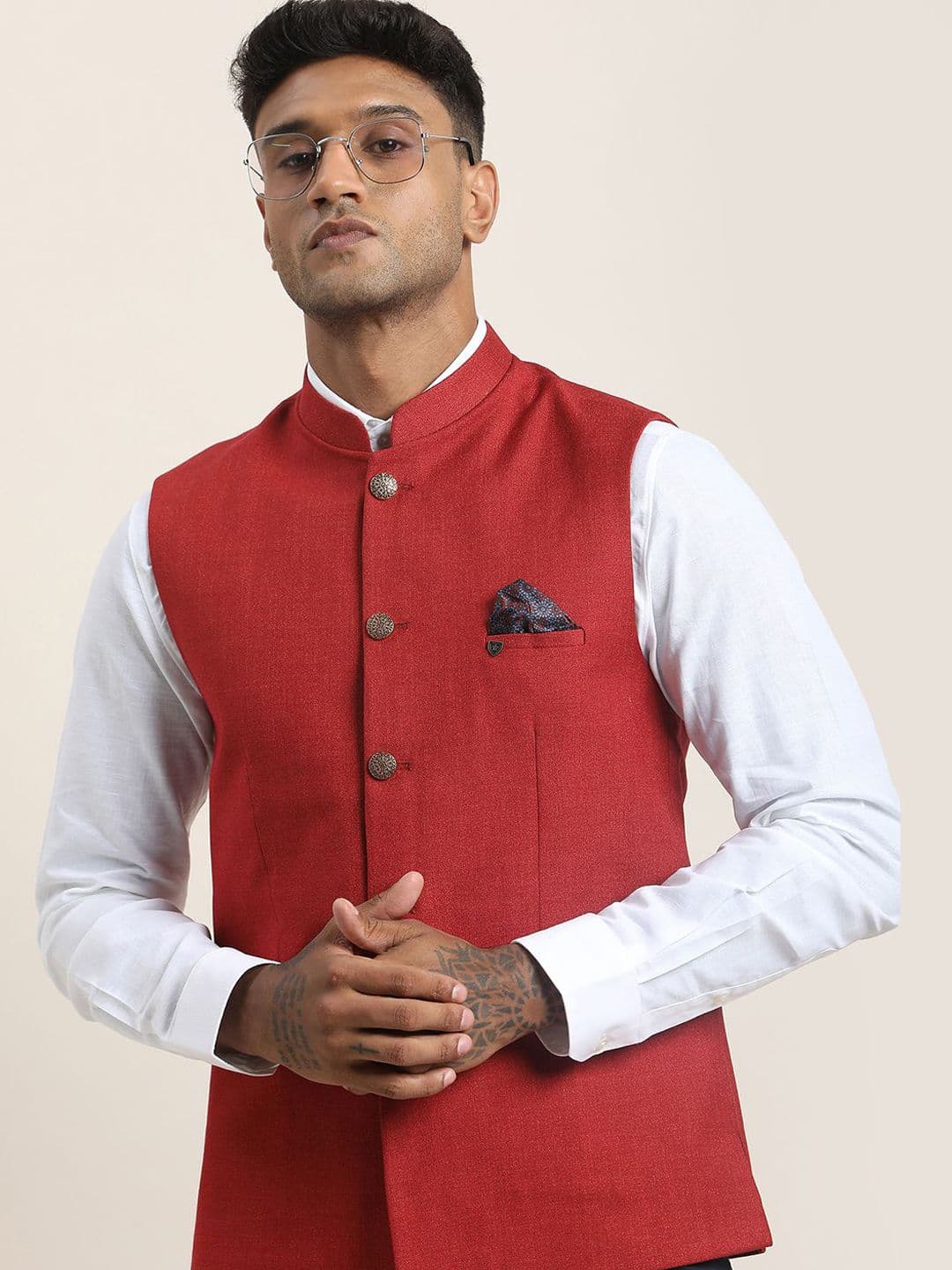 Turtle Pure Cotton Mandarin Collar Nehru Jacket - view 1