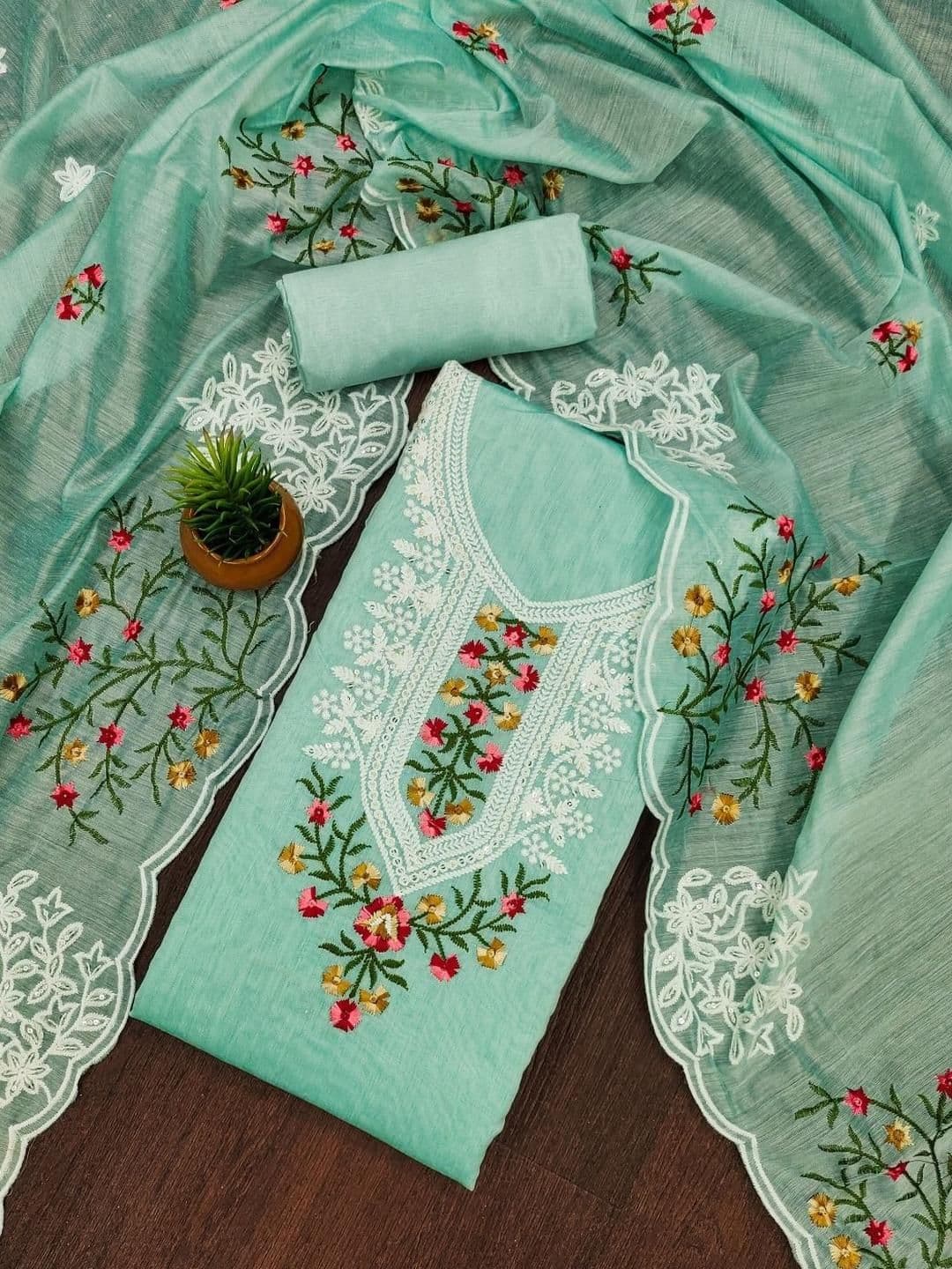 KALINI Embroidered Unstitched Dress Material - view 1