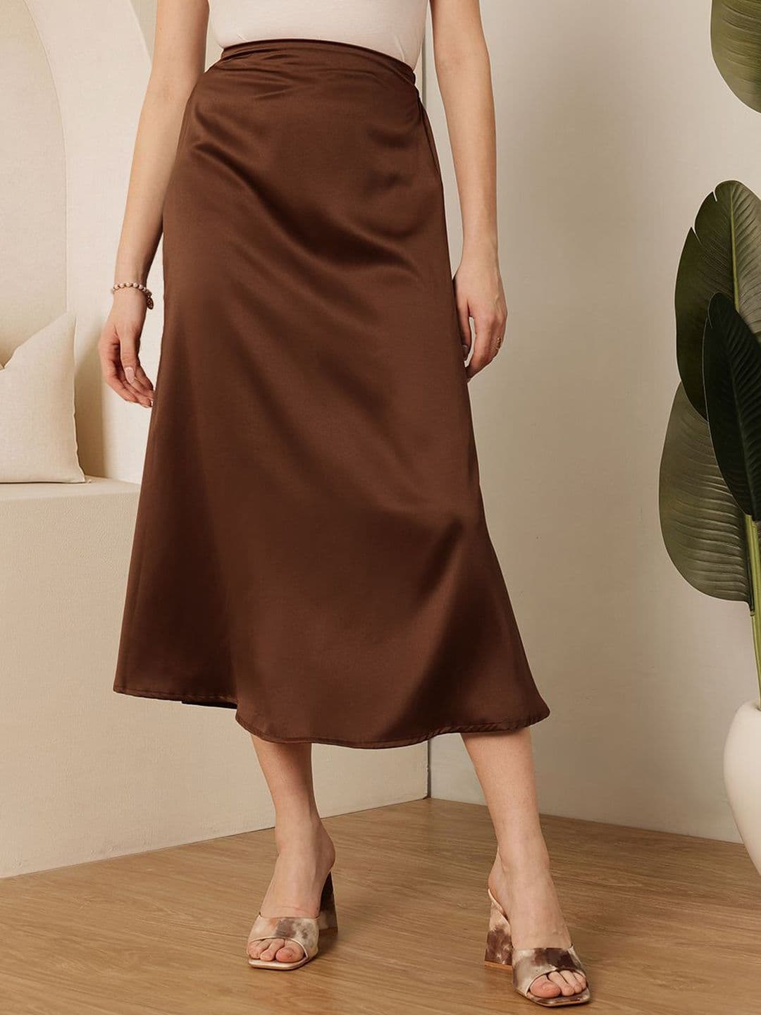 STREET 9 A-Line Midi Satin Skirt - view 1