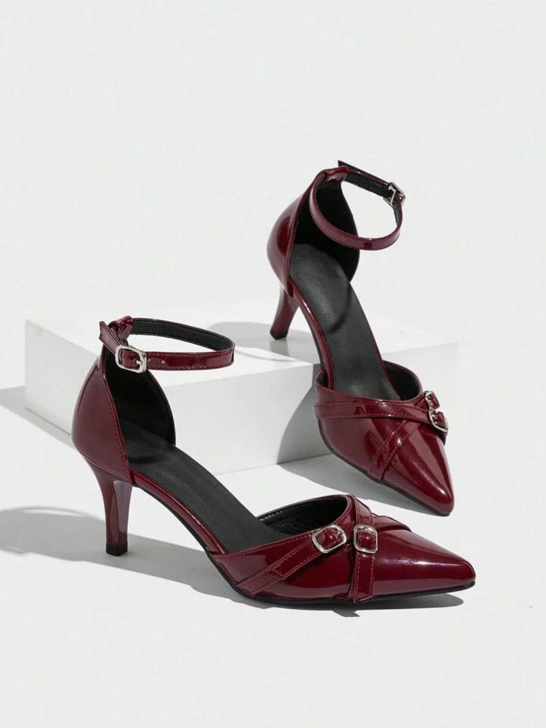 KLEXIO Women Party Stiletto Heels Pumps with Buckles - view 1