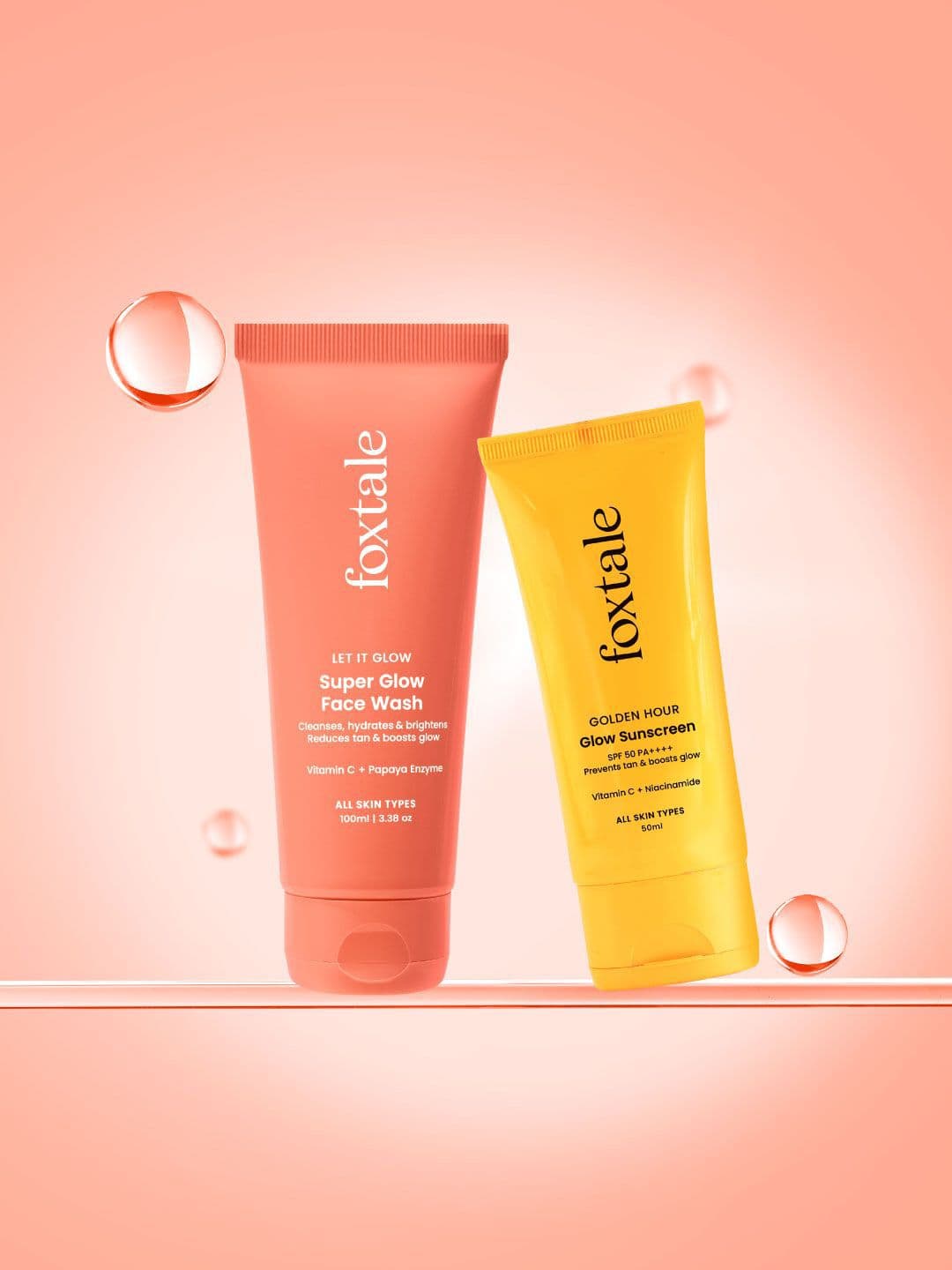 FoxTale Set Of 2 Super Glow Face Wash - 100 ml & Golden Hour Glow Sunscreen -50 ml - view 1