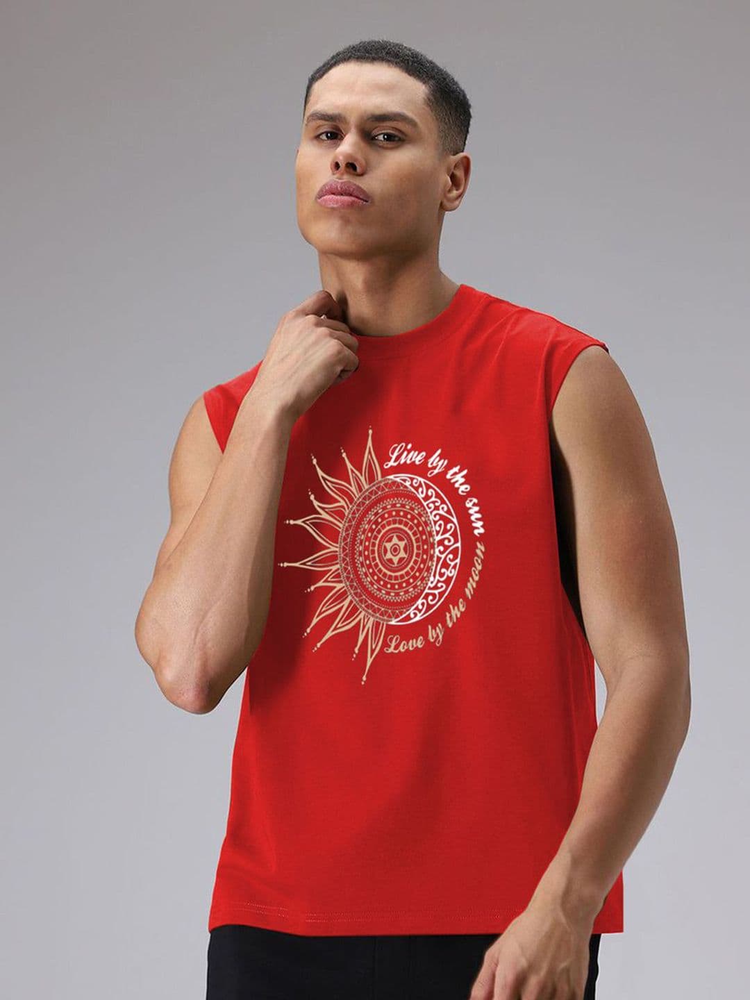 Moda Rapido Graphic Printed Round Neck No Sleeves T-shirt - view 1