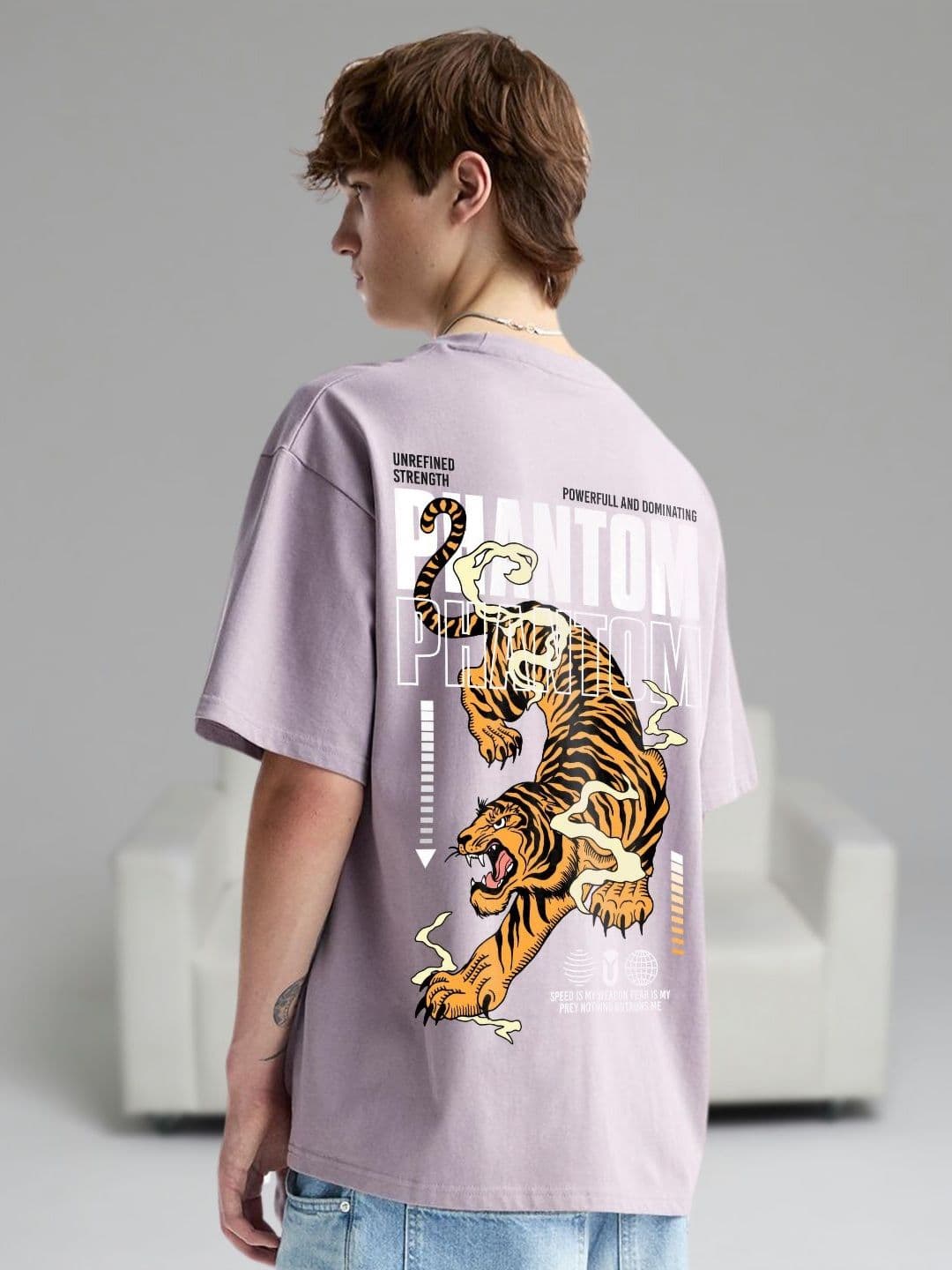 PRONK Lavender Graphic Printed Round Neck Oversized T-shirt - view 1