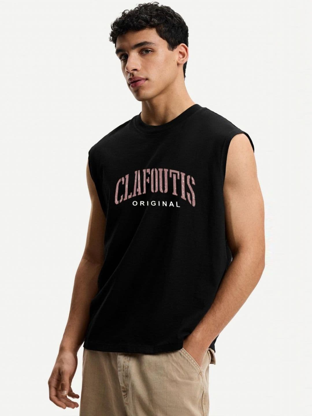 Moda Rapido Typography Printed Round Neck No Sleeves T-shirt - view 1