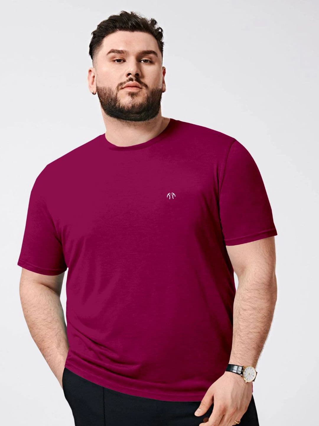 Triptee Men Plus Size Solid Round Neck Cotton T-shirt - view 1