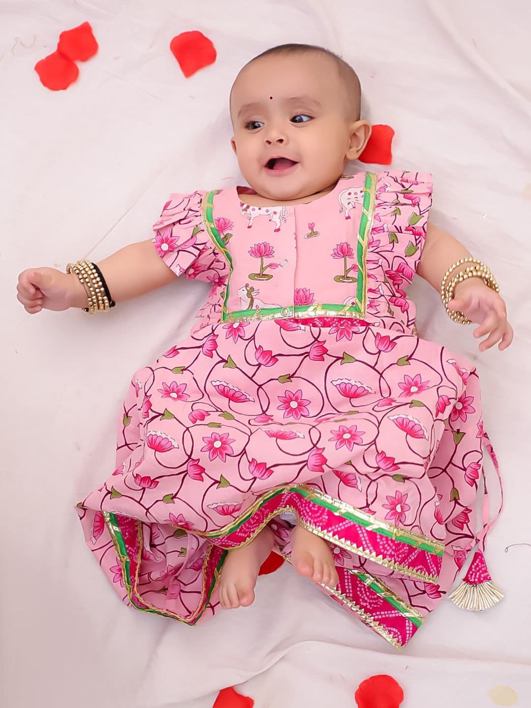 BownBee Girls Printed Ready to Wear Pure Cotton Lehenga & Choli - view 1