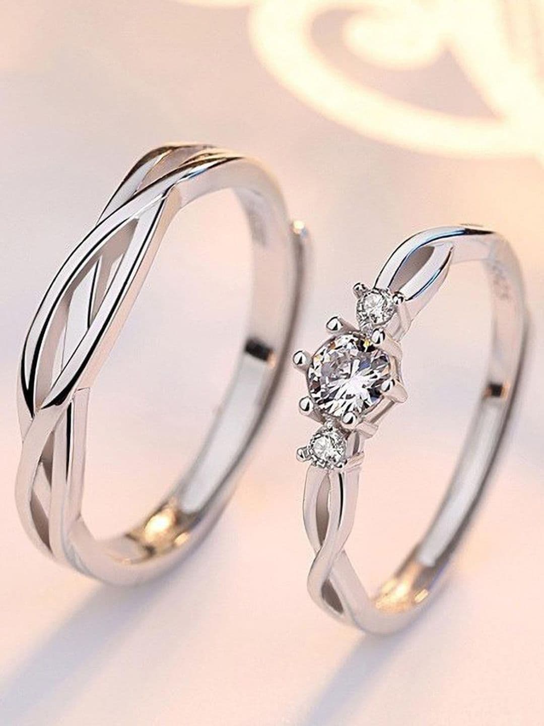 Ringzinnie Set Of 2 Stone-Studded Adjustable Finger Rings - view 1