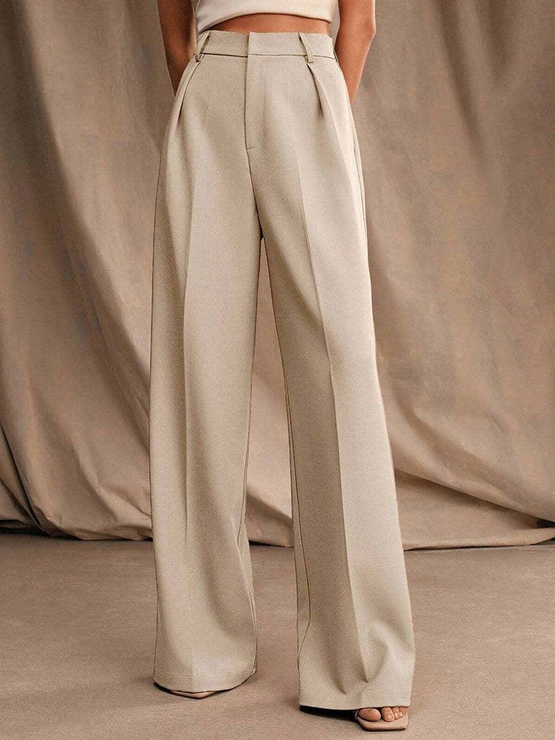 Kotty Women Relaxed Straight Fit High-Rise Pleated Wide Leg Trousers - view 1