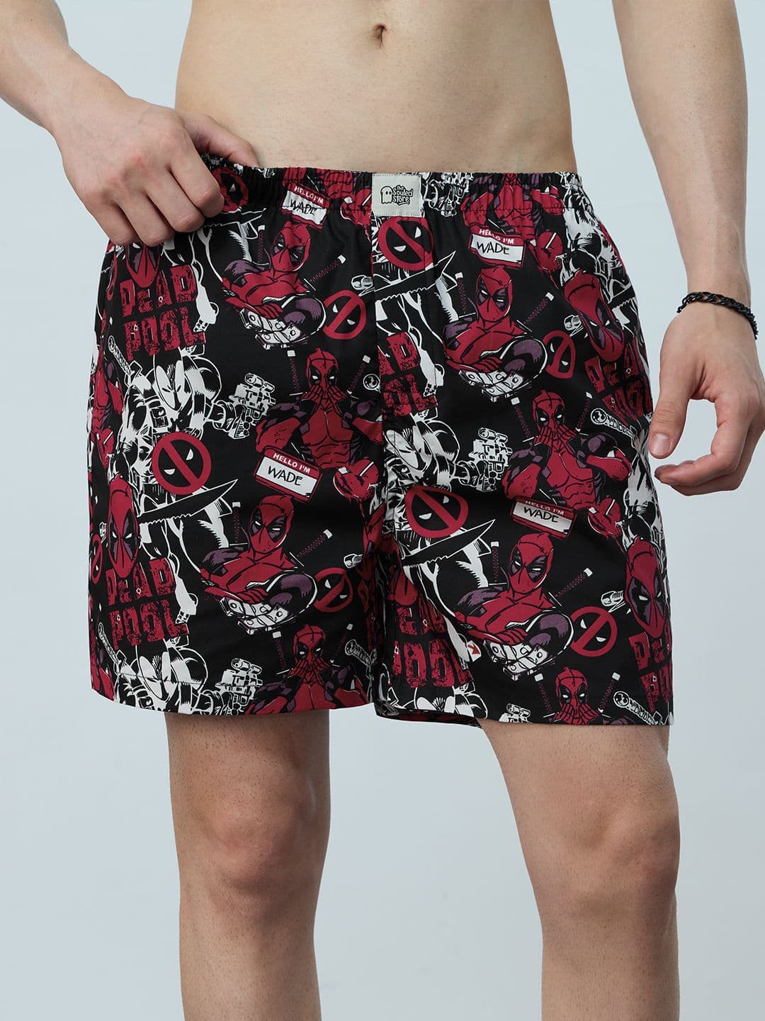The Souled Store Men Regular Fit Deadpool Printed Black Boxer Shorts - view 1