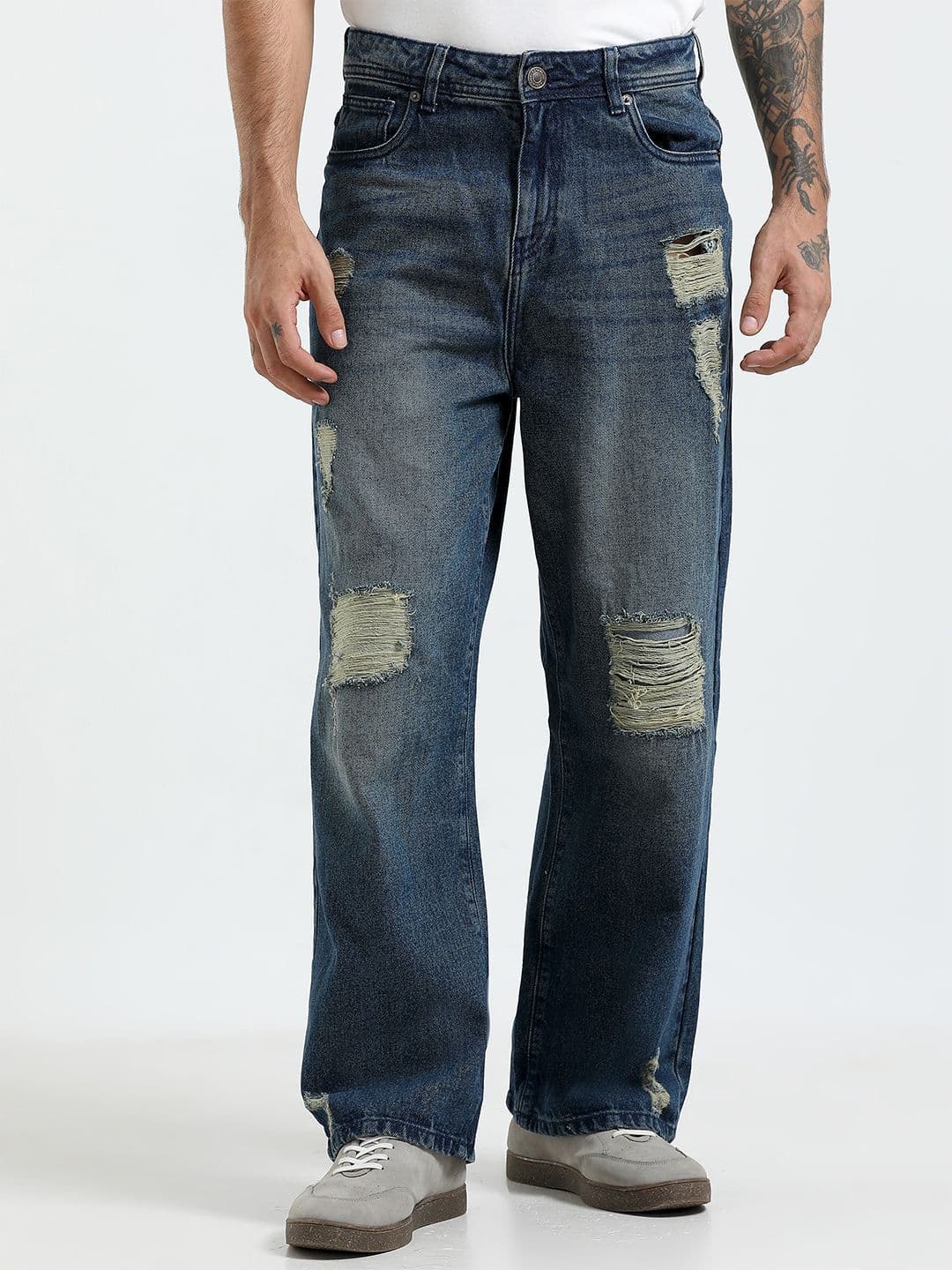 Espanshe Men Mid-Rise Mildly Distressed Light Fade Jeans - view 1