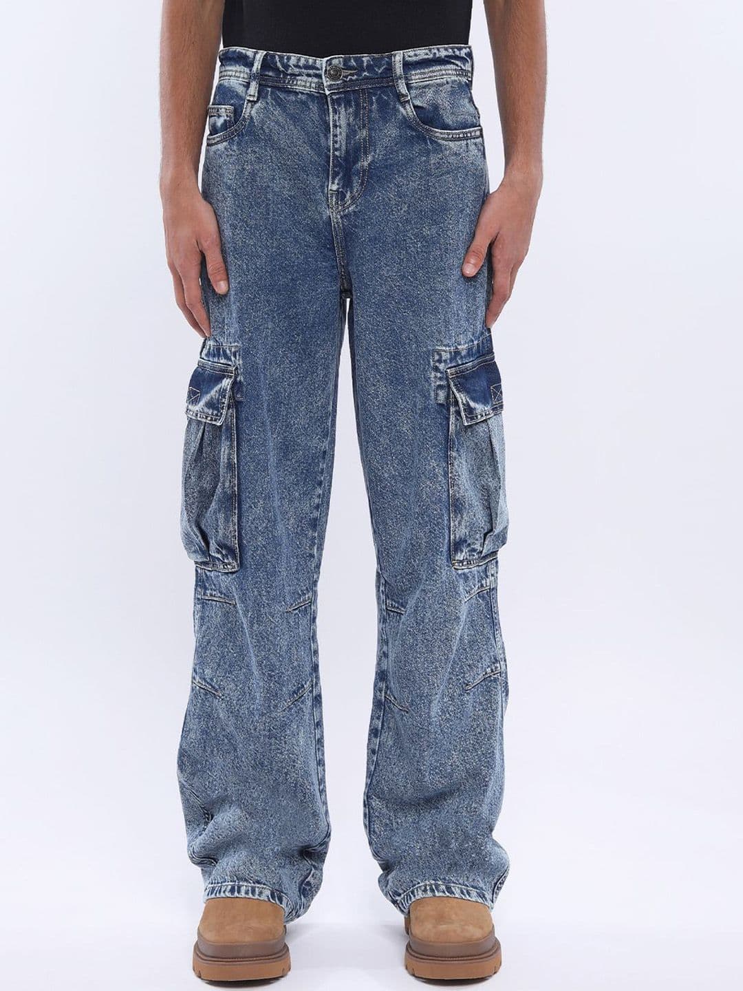 Espanshe Men Arlo Dark Blue Baggy Cargo Jean - view 1