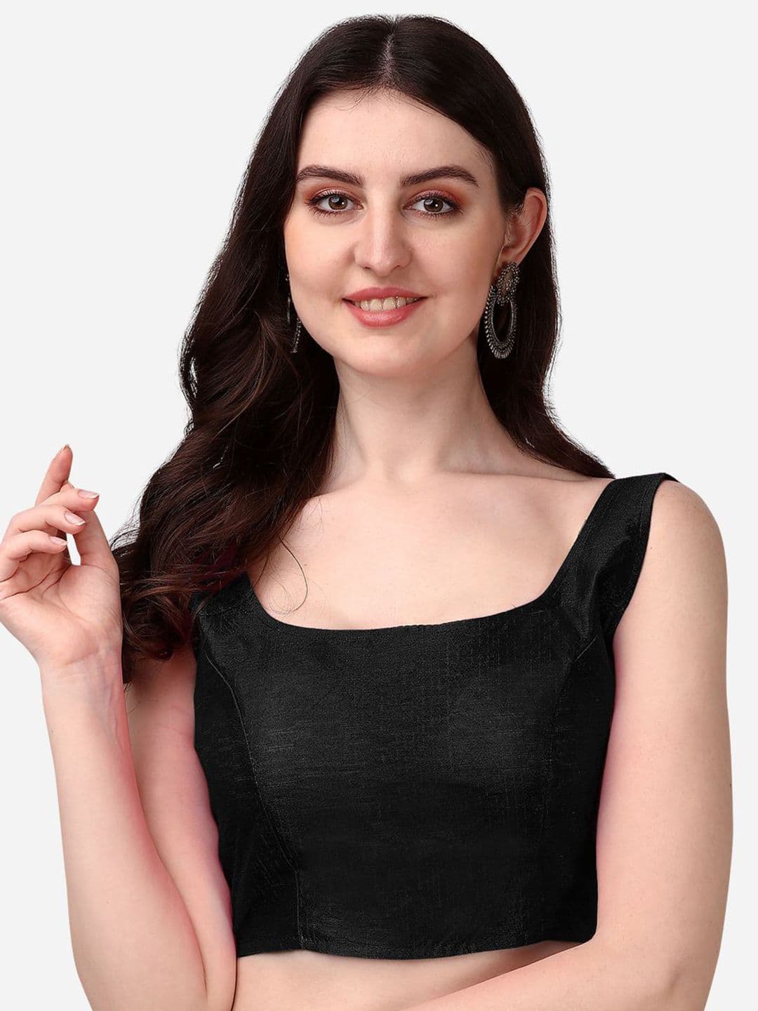 HERE&NOW Round Neck Padded Silk Saree Blouse - view 1