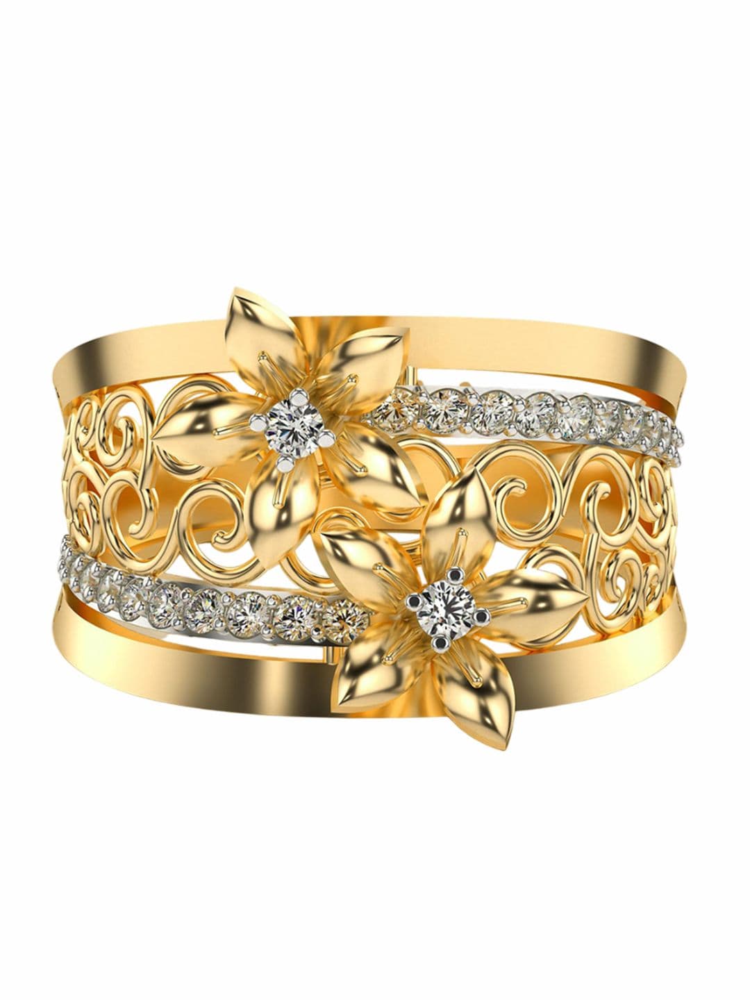 VALANOVA Sterling Silver Gold Plated Diamond Ring - view 1