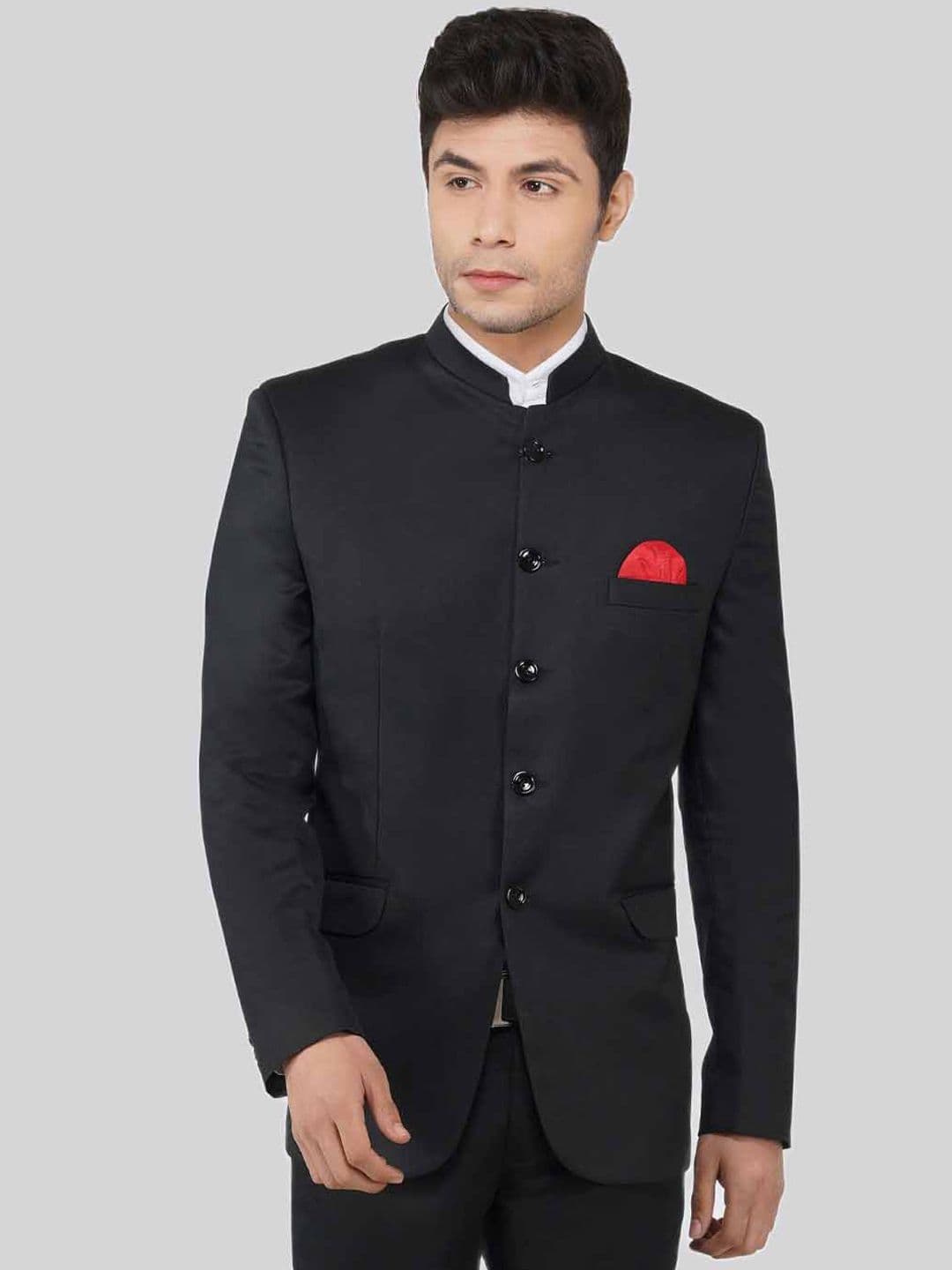 TAHVO Men Pack Of 2 Mandarin Collar Blazer and Trousers Bandhgala Suit - view 1