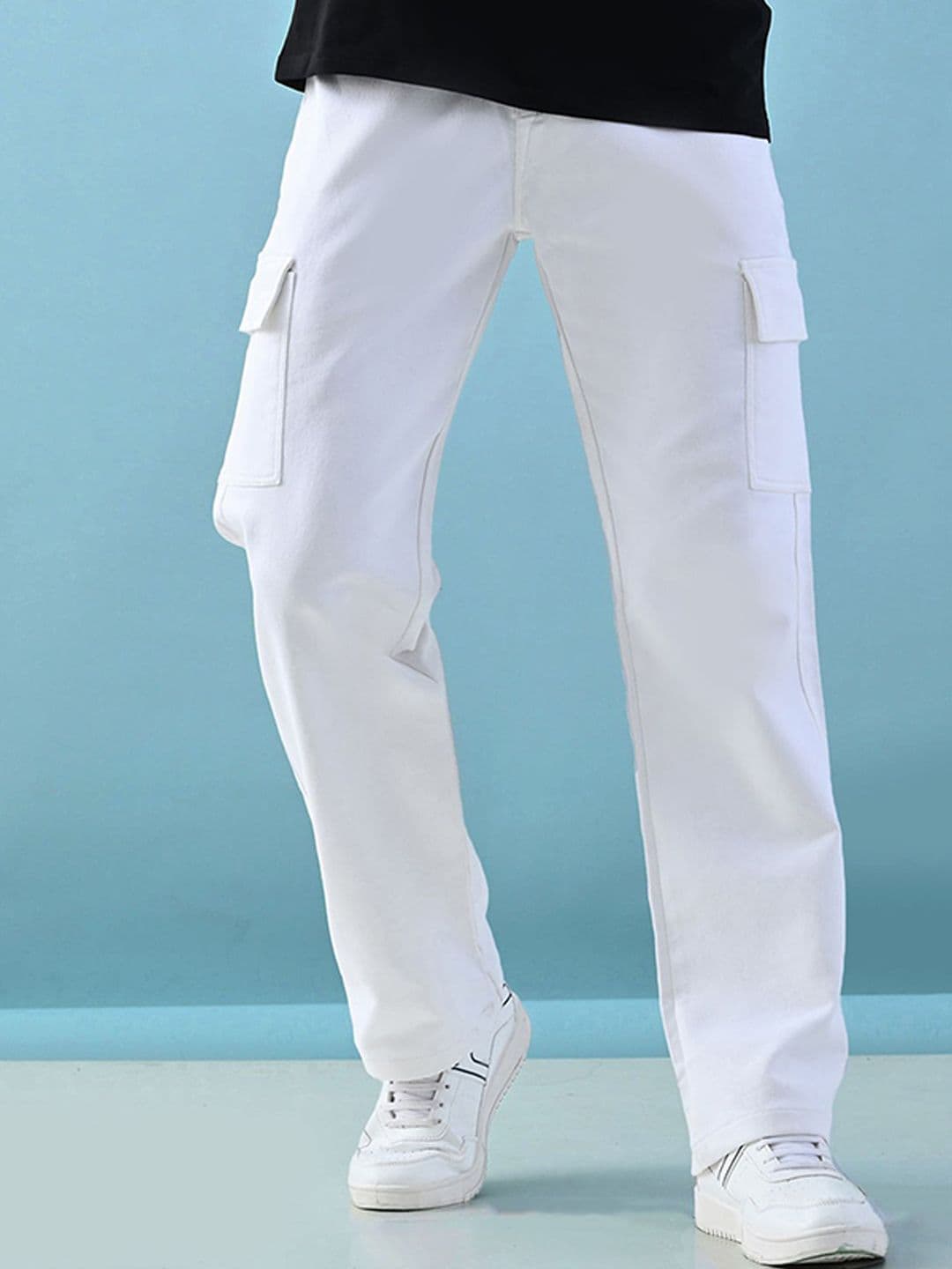 LINARIA Men Classic Baggy Fit Mid-Rise Stretchable Cargo Styles Jeans - view 1