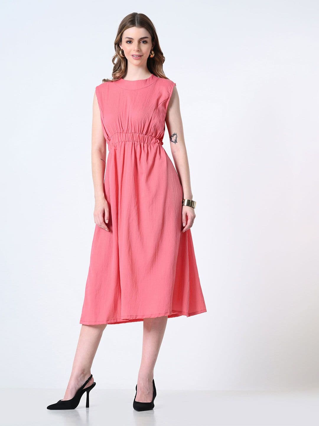 BAESD Women Round Neck Fit & Flare Midi Dress - view 1