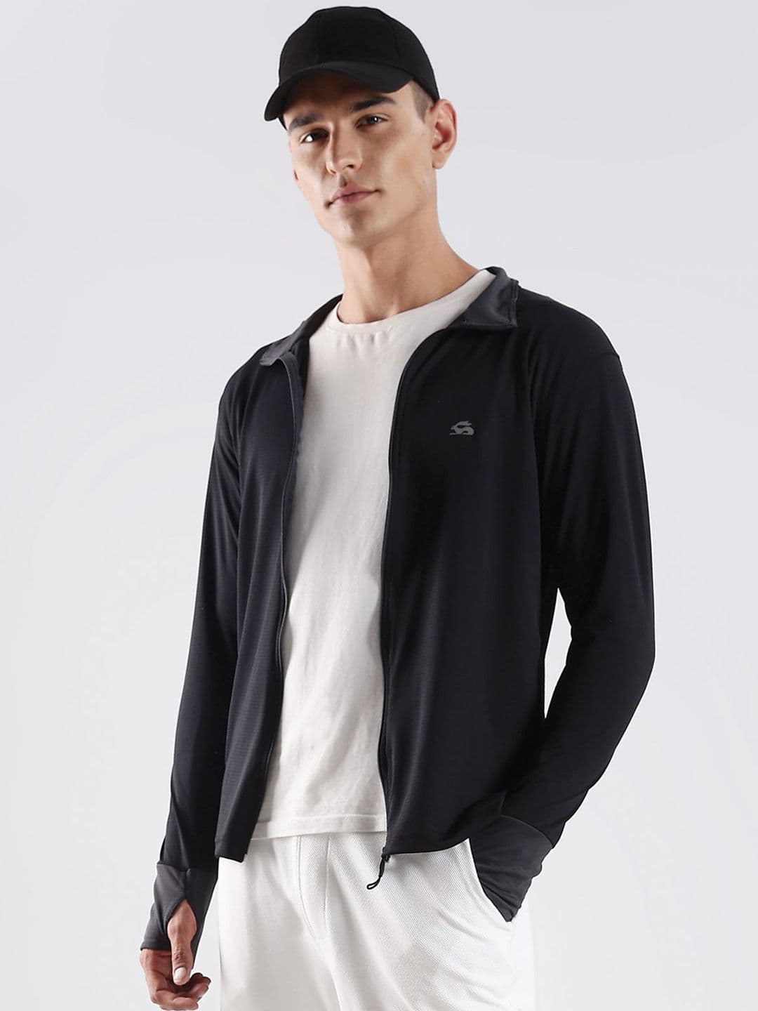 ADRO Men Mock Collar Solid Lightweight Casual Sporty Jacket - view 1