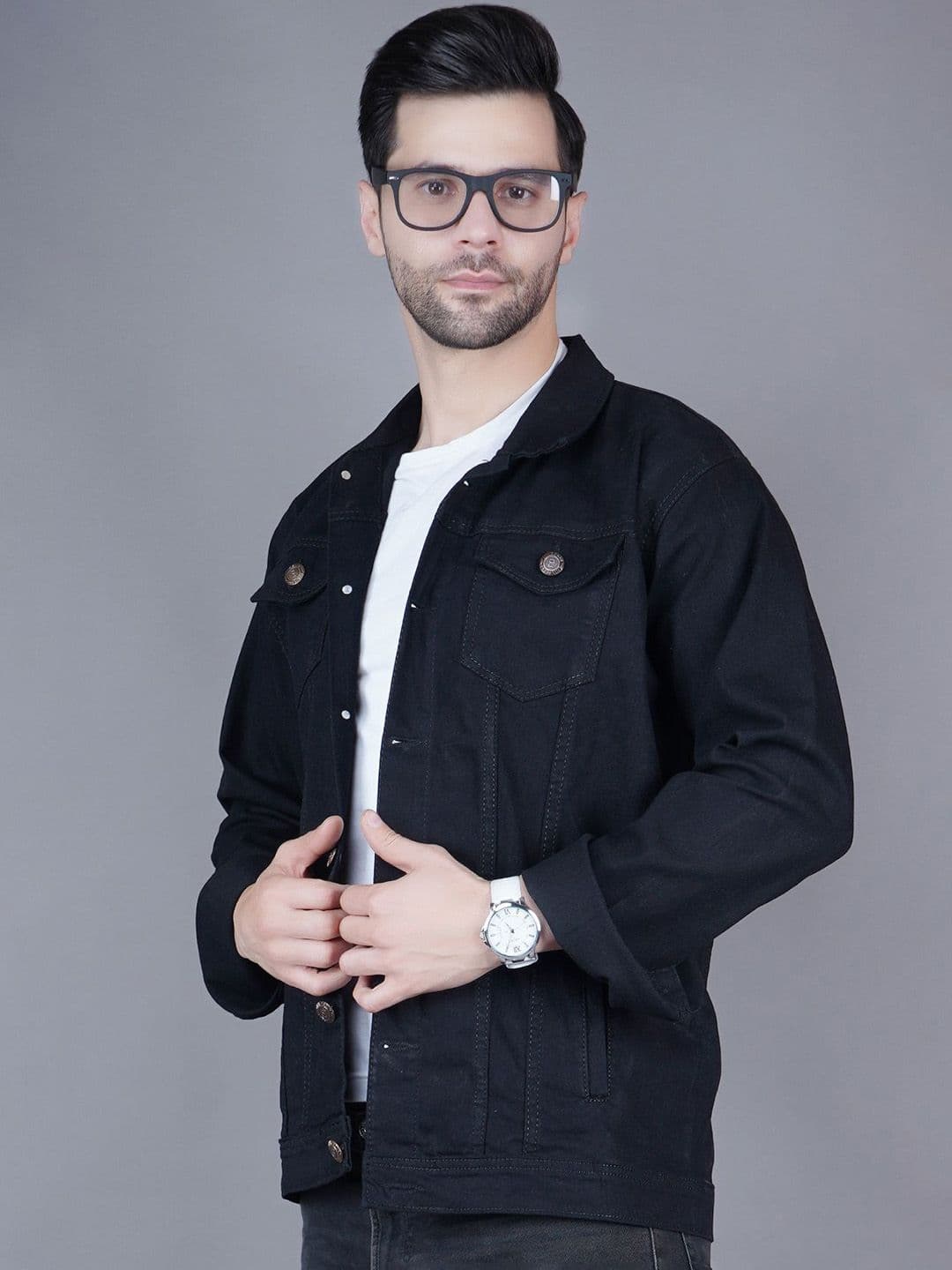 LINARIA Men Spread Collar Solid Casual Denim Jacket - view 1