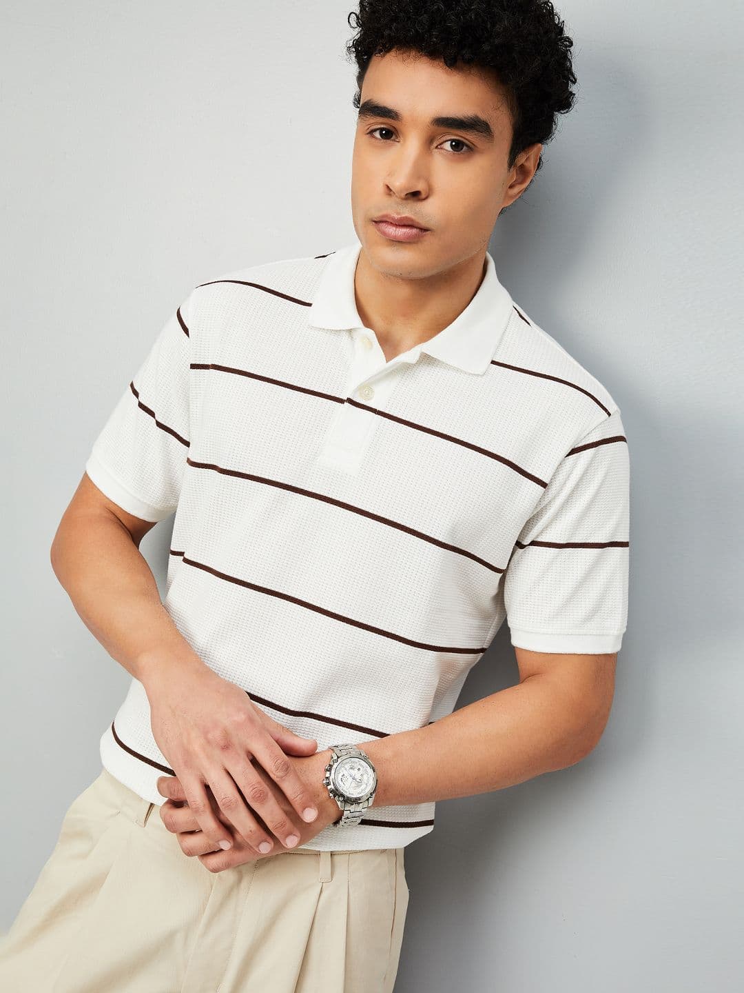 max Men Striped Polo Collar T-shirt - view 1