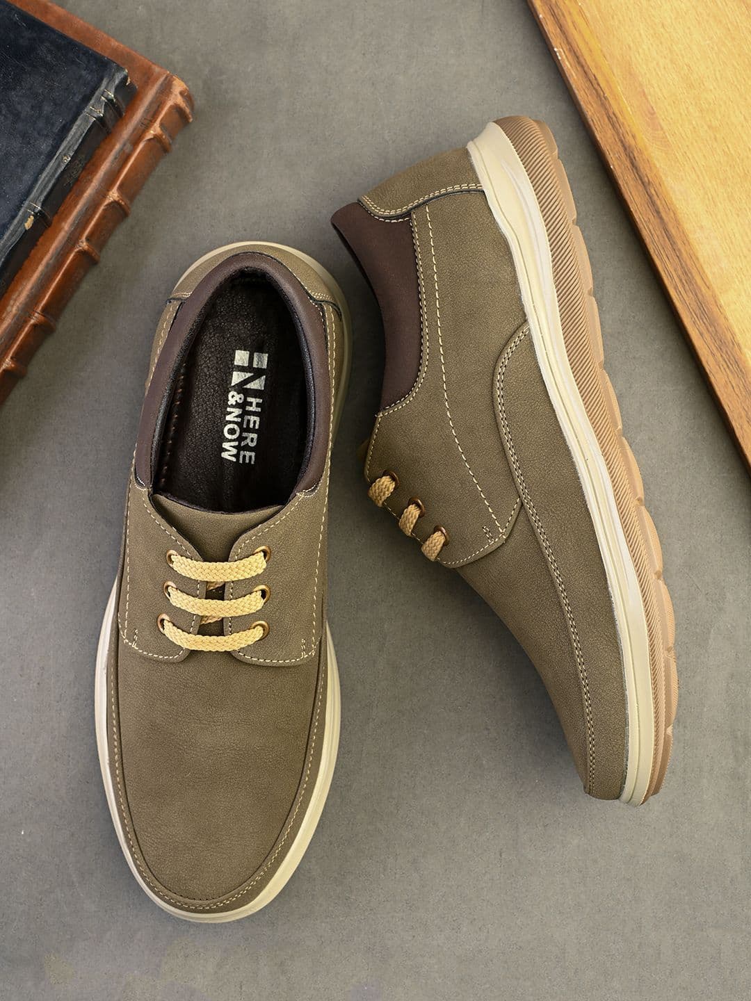 HERE&NOW Men Colourblocked Antibacterial Nubuck Sneakers - view 1