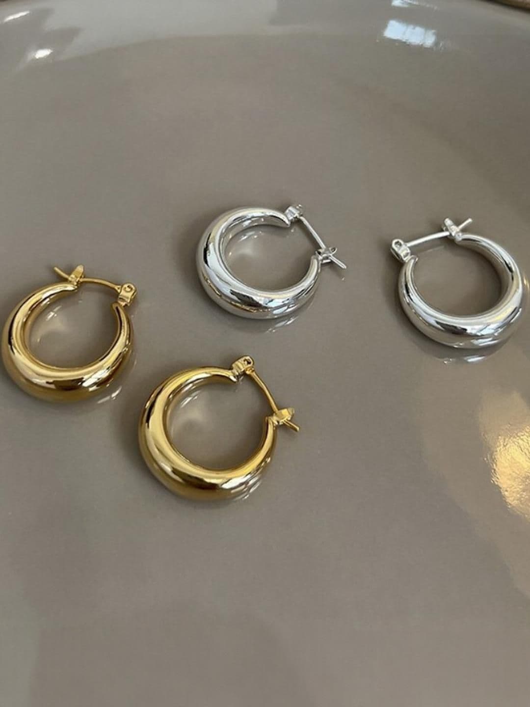 AKISON JEWELS Gold & Silver Classic Hoop Earrings - view 1