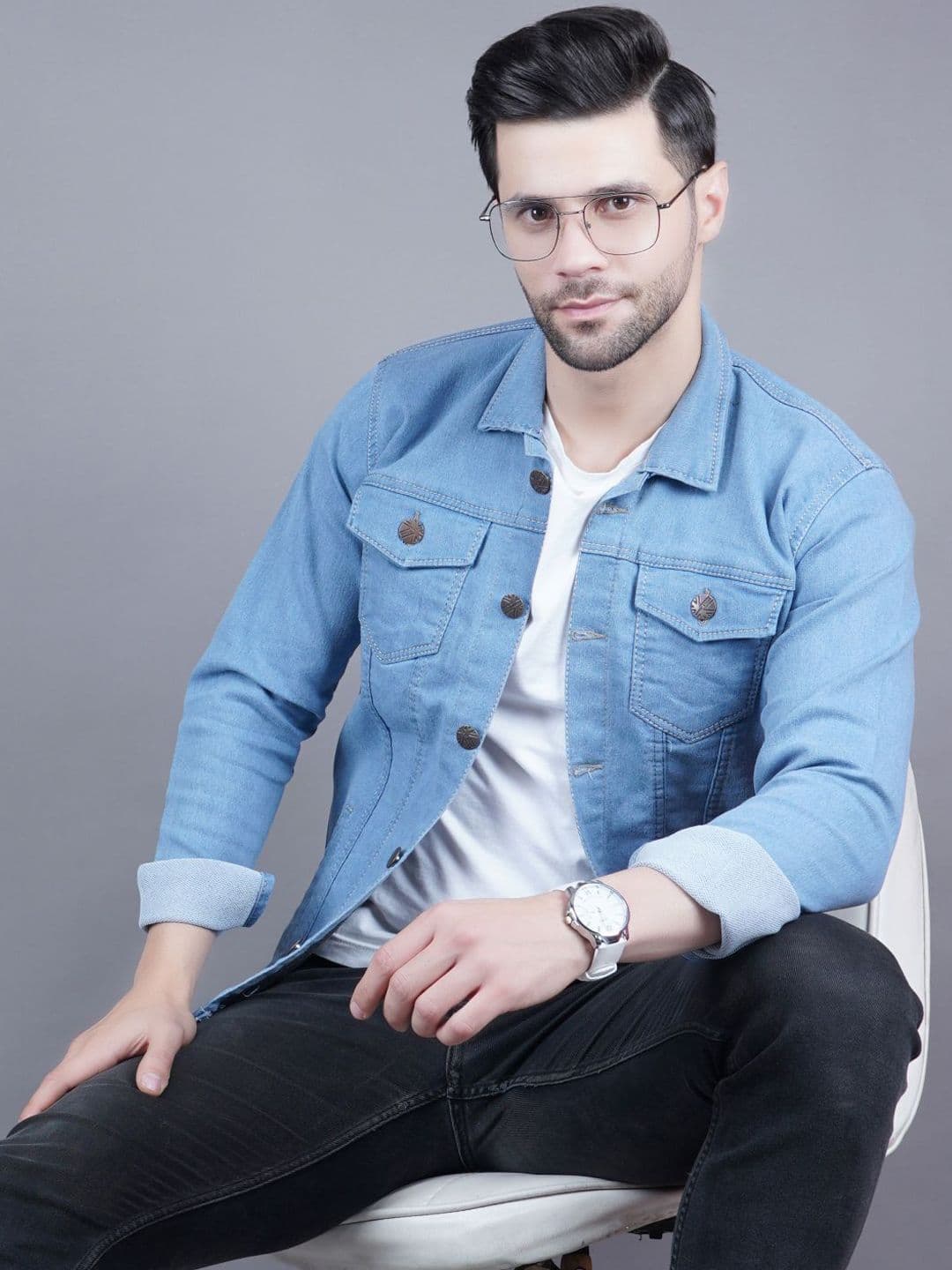 LINARIA Men Spread Collar Solid Casual Denim Jacket - view 1
