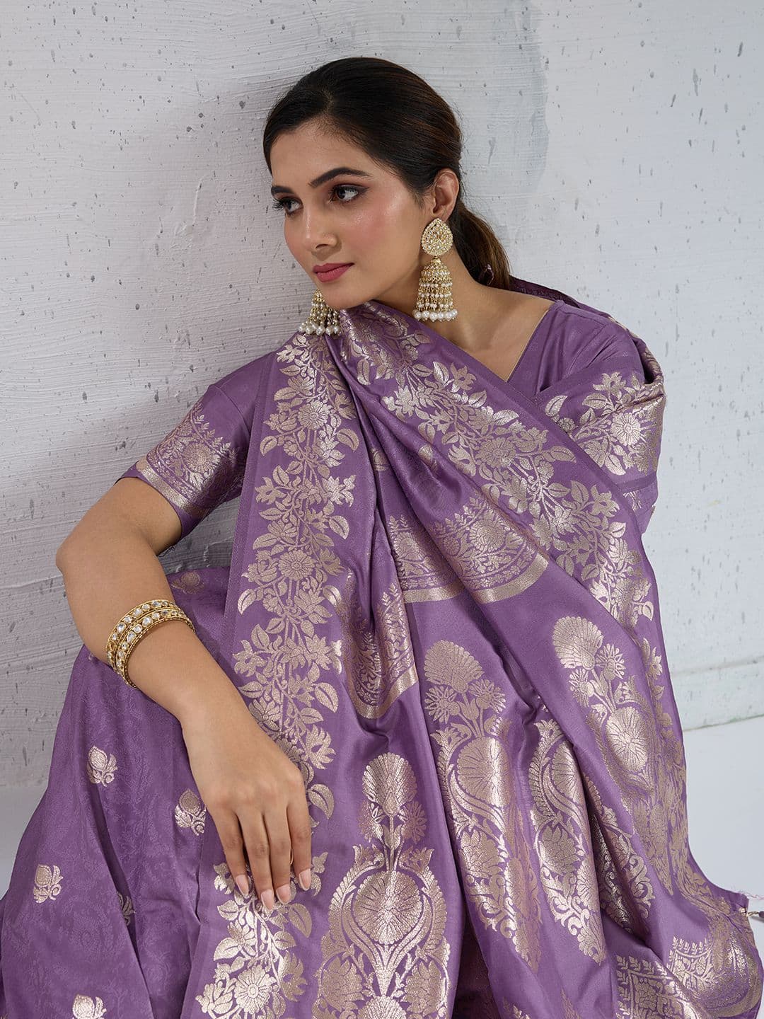 PBS PRINTS Floral Woven Design Zari Silk Banarasi Saree - view 1