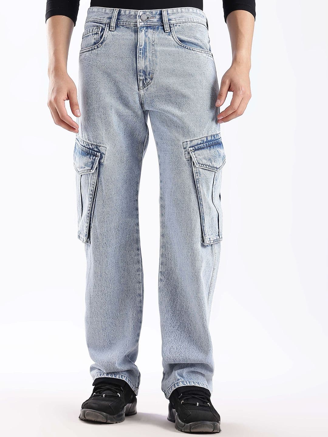 HERE&NOW Men Baggy Ft Mid-Rise Cargo Jeans - view 1