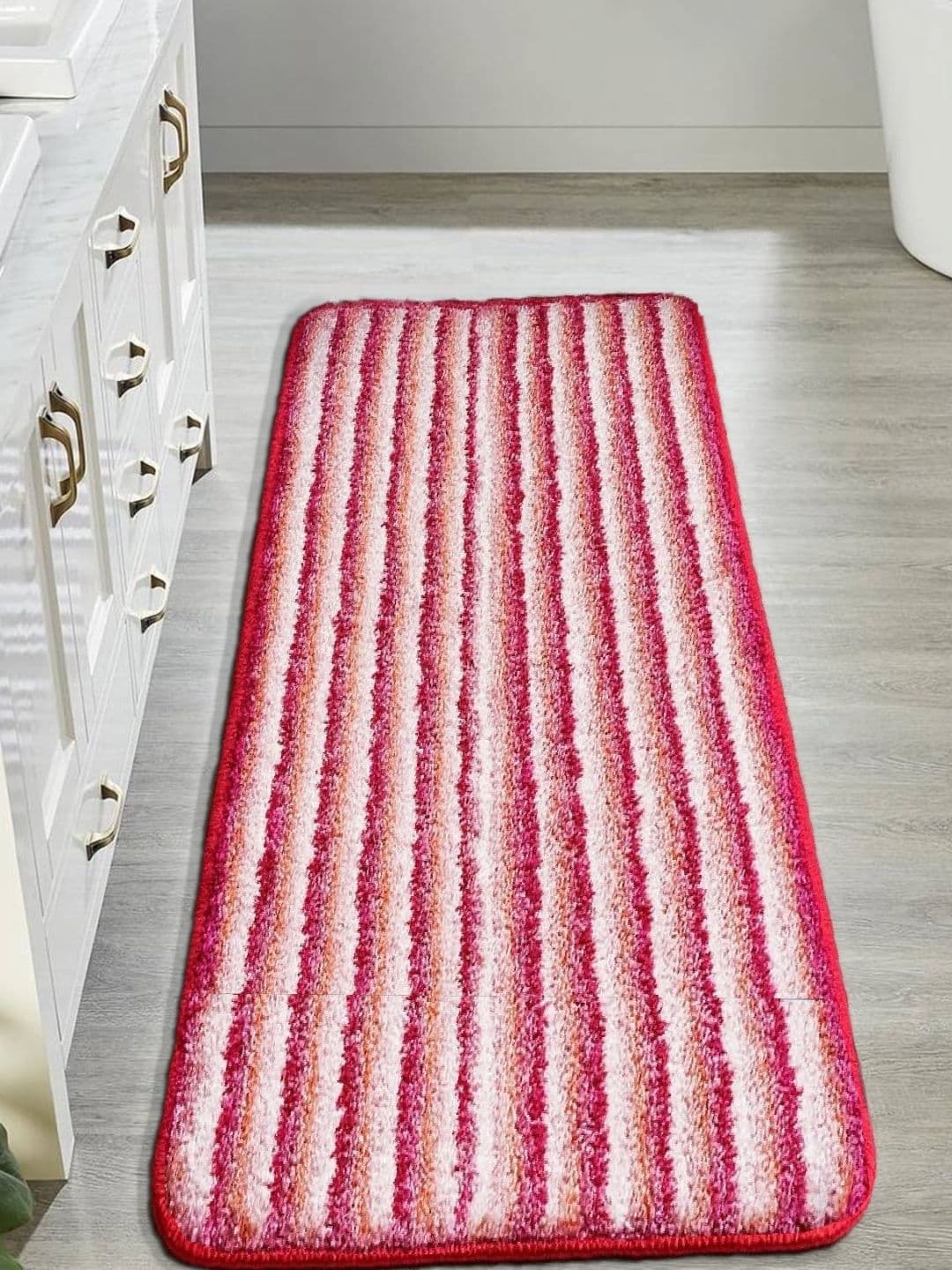AaHo Decor Red & White Striped Anti-Slip Floor Runner - view 1