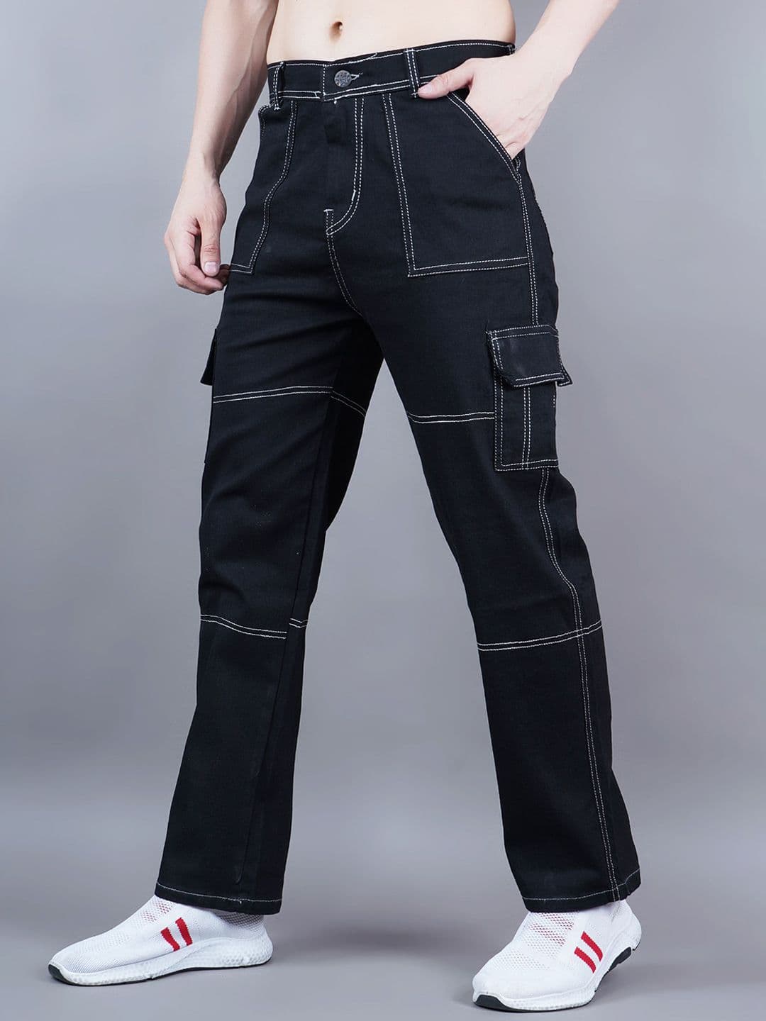 Moda Rapido Men Classic Regular Fit Mid-Rise Stretchable Denim Cargo Styles Jeans - view 1