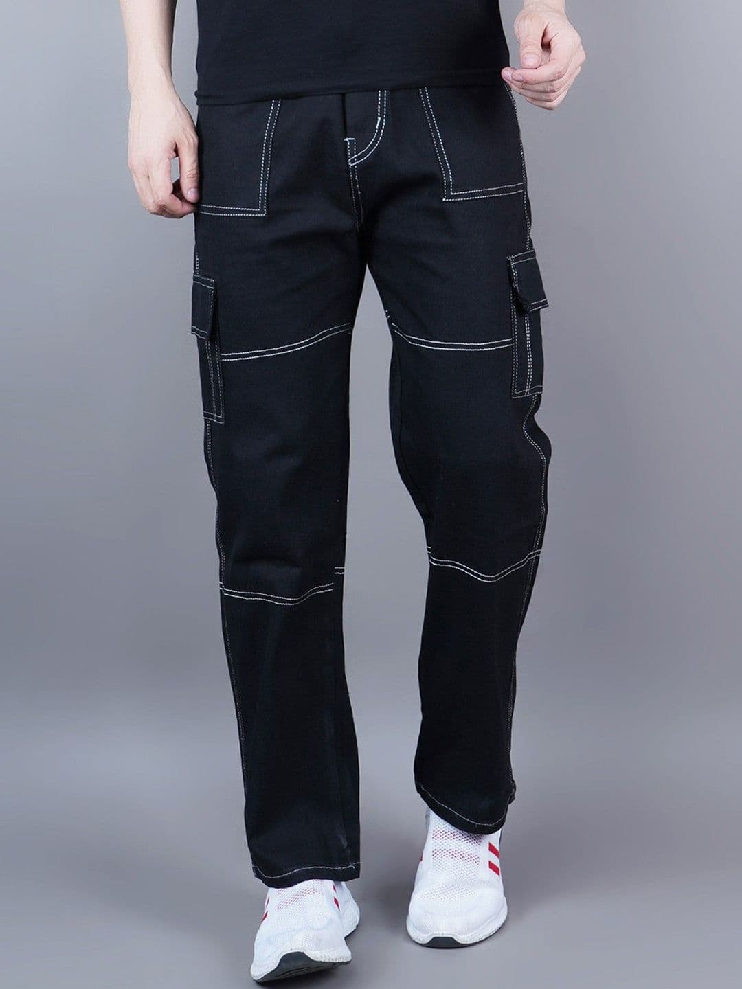 Moda Rapido Men Classic Straight Fit Mid-Rise Stretchable Cargos Jeans - view 1