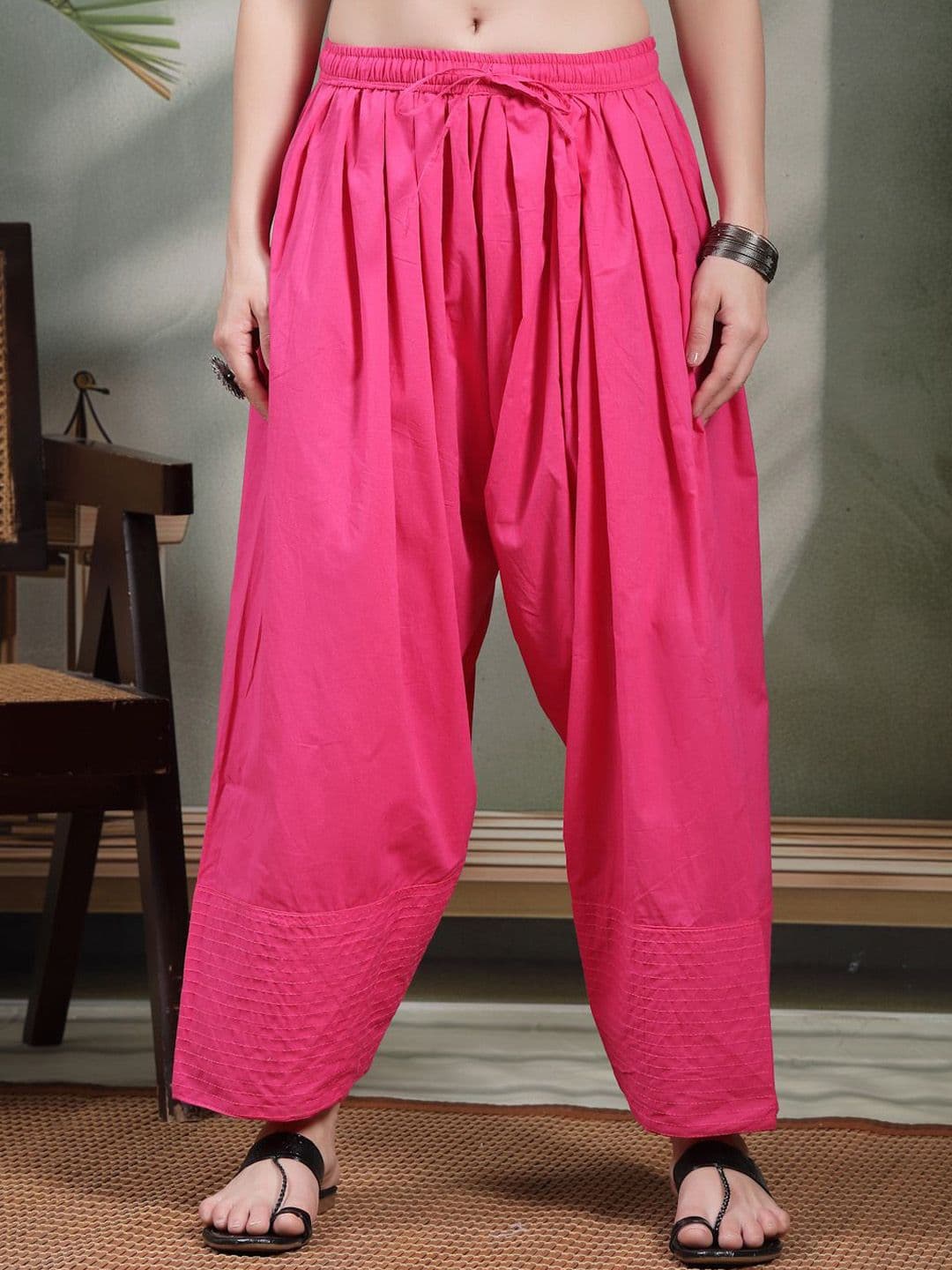 Clora Creation Women Solid Loose Fit Cotton Farshi Salwar - view 1
