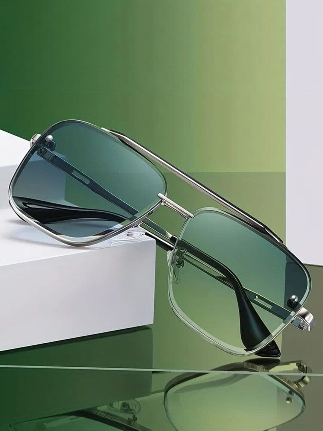 Eyedens Unisex Square with UV Protected Sunglasses Ditaa_Squar_Silvrr-Blu_31- - view 1