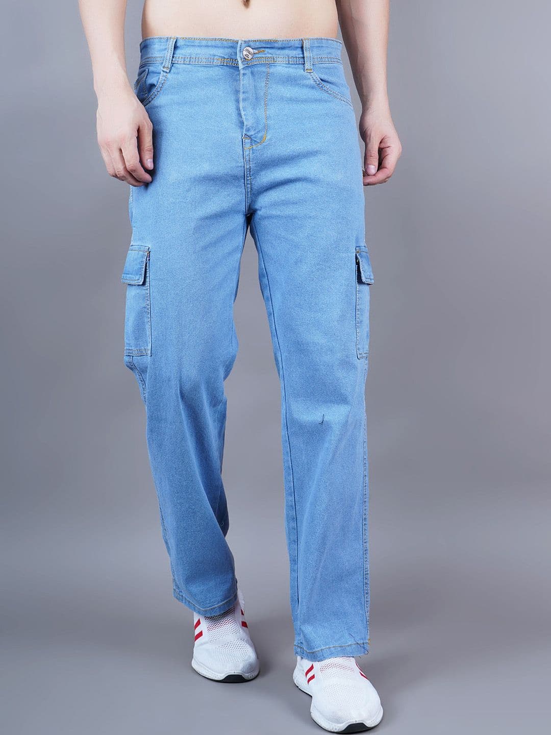 Moda Rapido Men Classic Mid-Rise Stretchable Cargo Styles Boyfriend Fit Denim Jeans - view 1