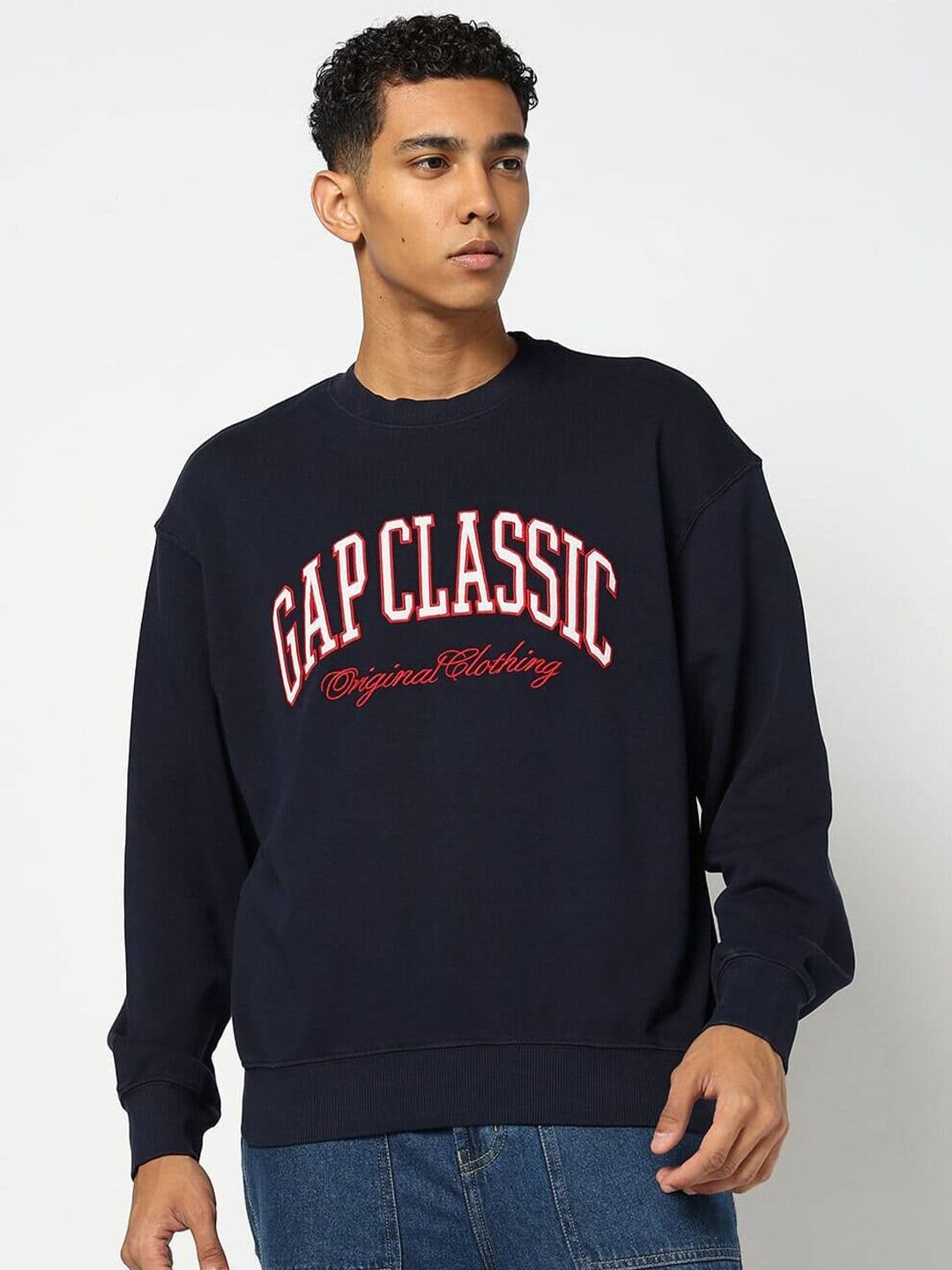 GAP Men Logo Printed Cotton Round Neck Sweatshirt - view 1