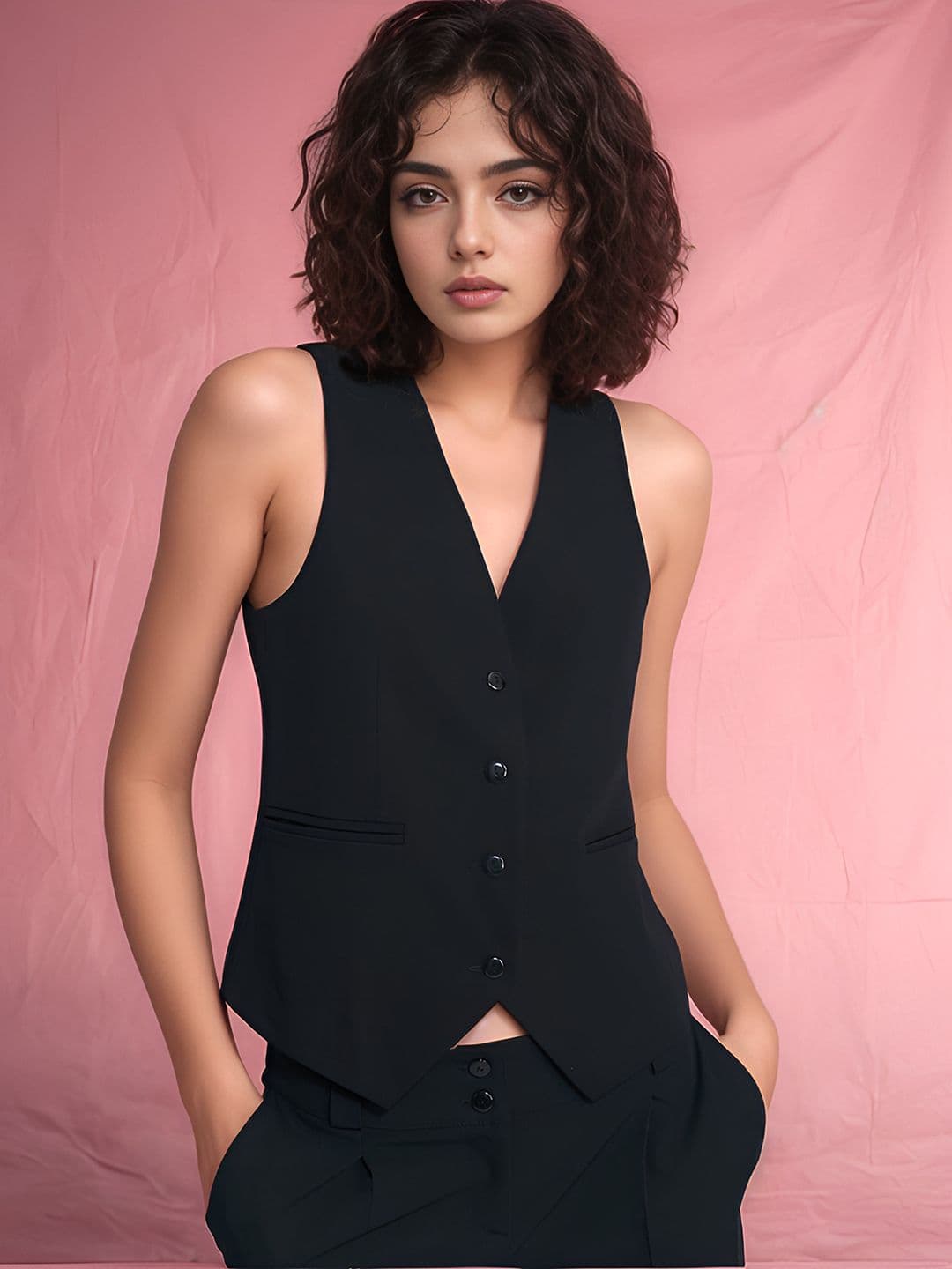 Rocksy Sleeveless V-Neck Slim-Fit Waistcoat - view 1