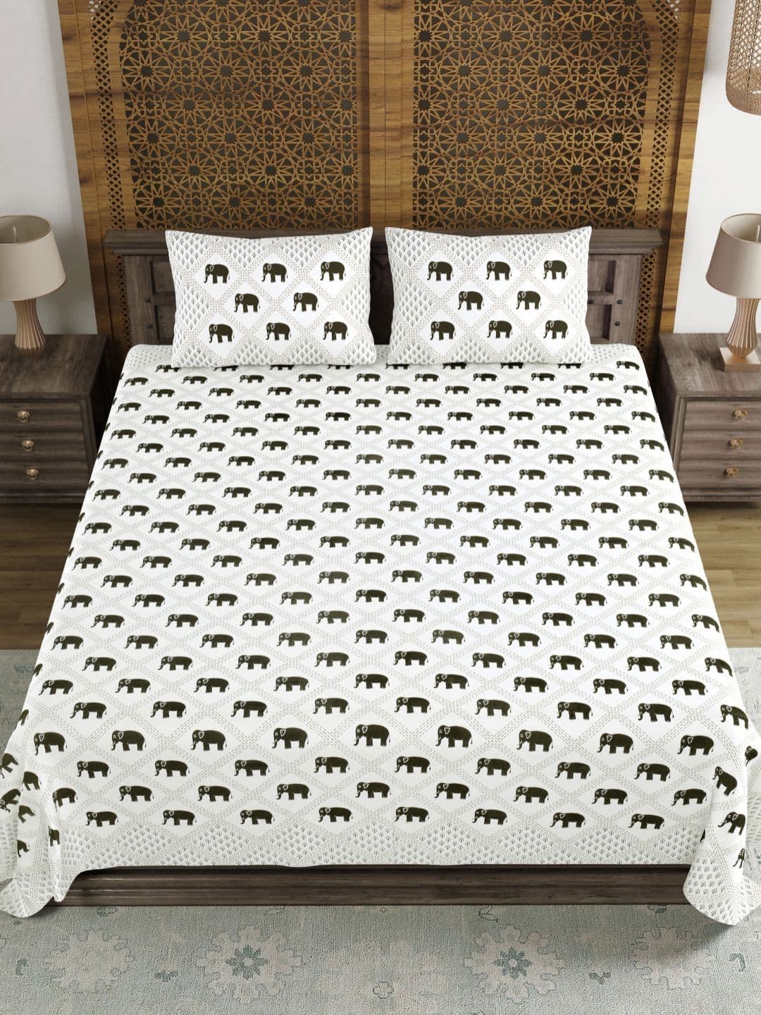 Sangria Printed 210 TC Super King Cotton Bedsheet With 2 Pillow Covers- 2.7 m x 2.7 m - view 1