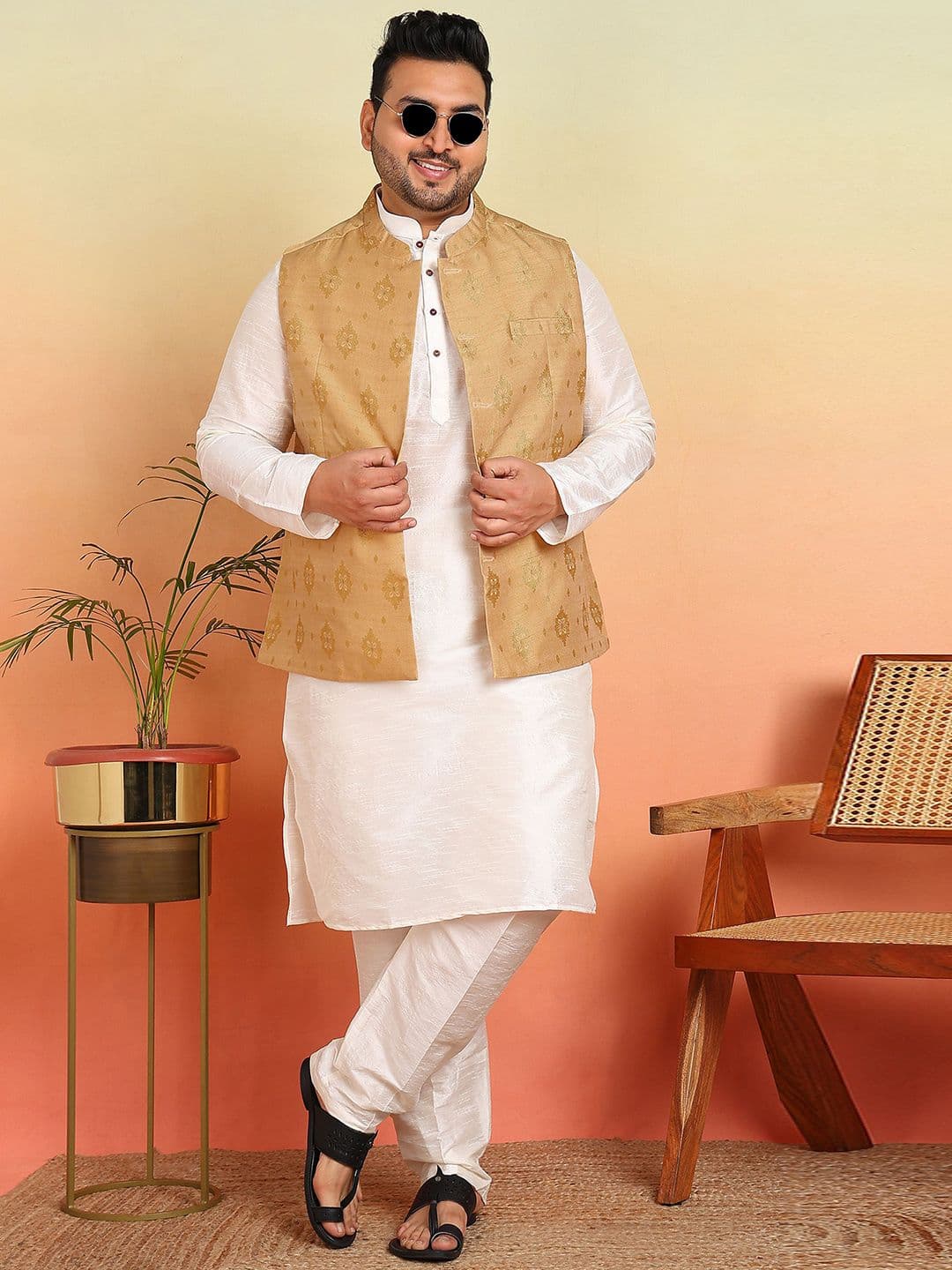 Sztori Woven Design Nehru Jacket - view 1