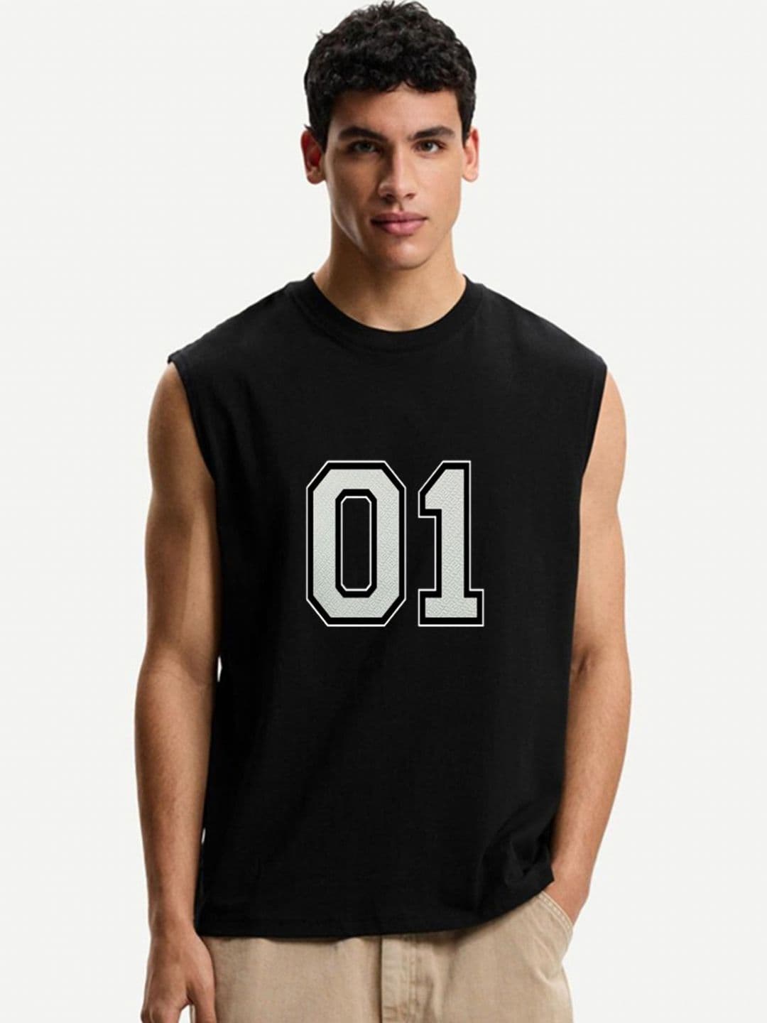 Moda Rapido Varsity Printed Round Neck Sleeveless T-shirt - view 1