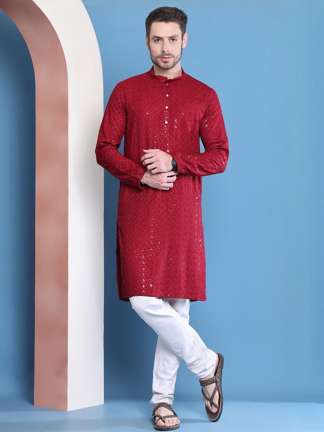 GRAGE Men Maroon Kurtas - view 1