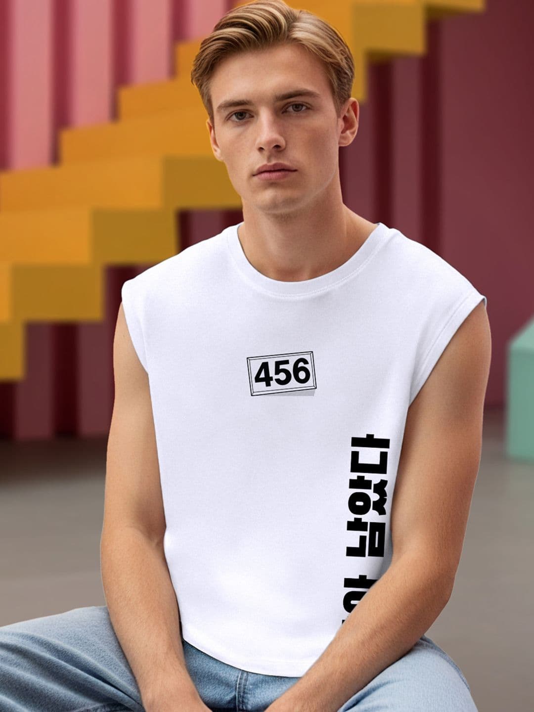 Bewakoof Official Squid Game Merchandise Purple Squid Game 456 Printed Boxy Fit Vest - view 1